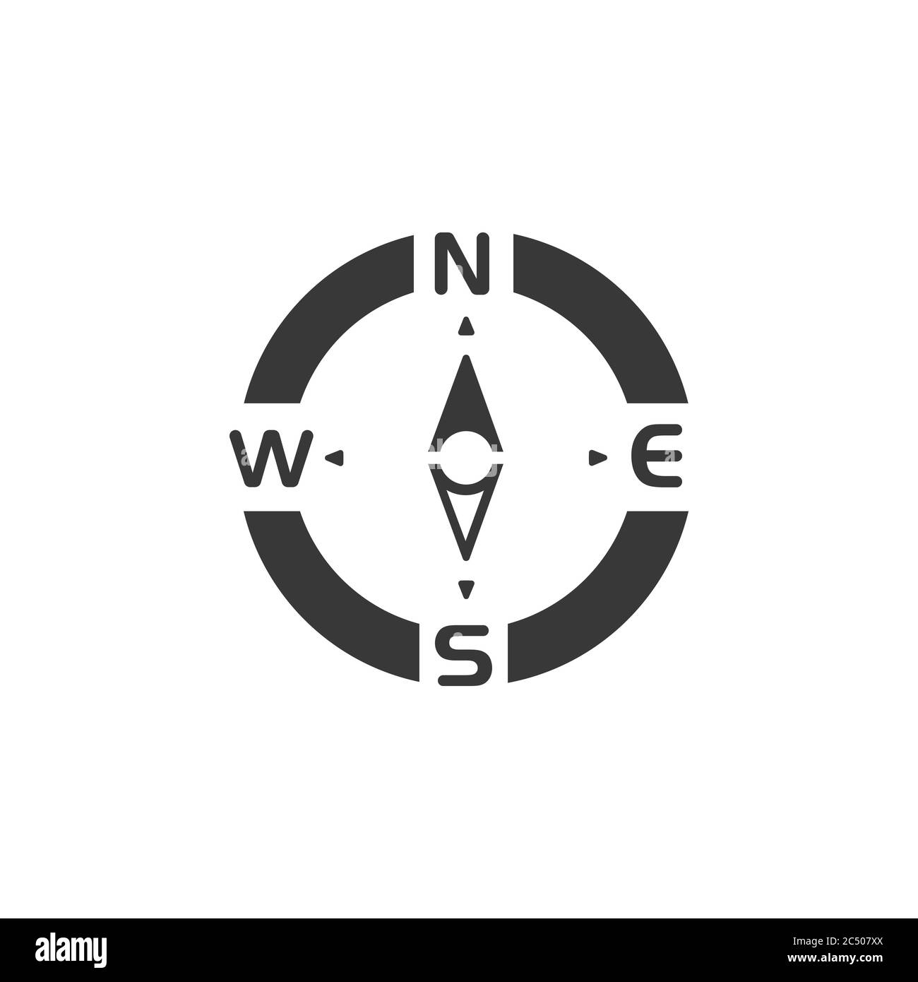 Compass. North direction. Isolated icon. Weather and map glyph vector