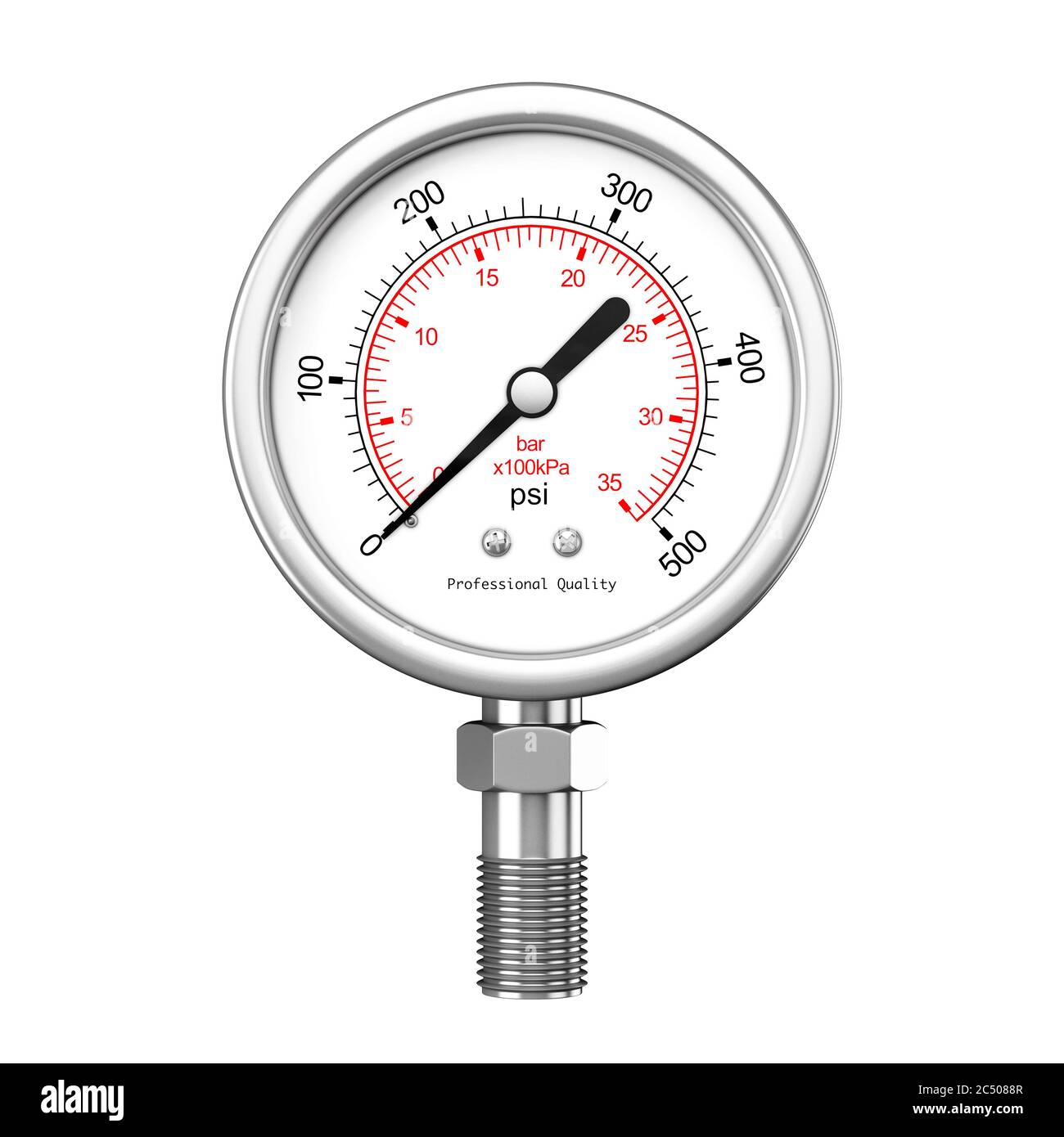 Pressure Gauge Manometer on a white background. 3d Rendering Stock
