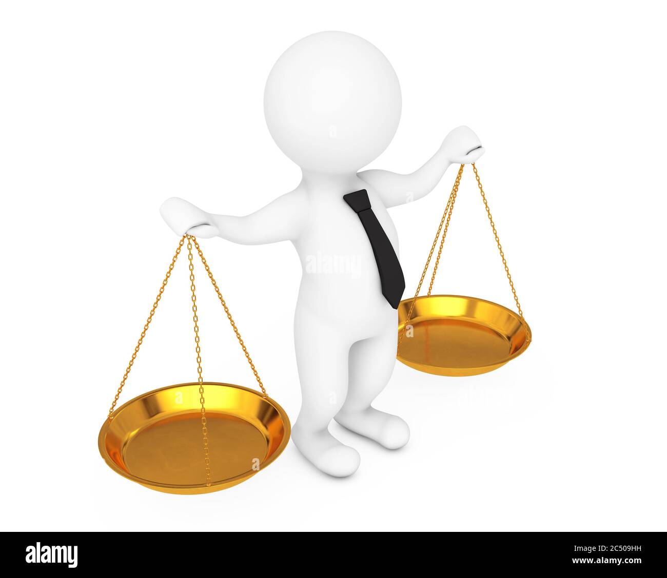 3d Person Holding Classical Golden Scales in Hands on a white ...