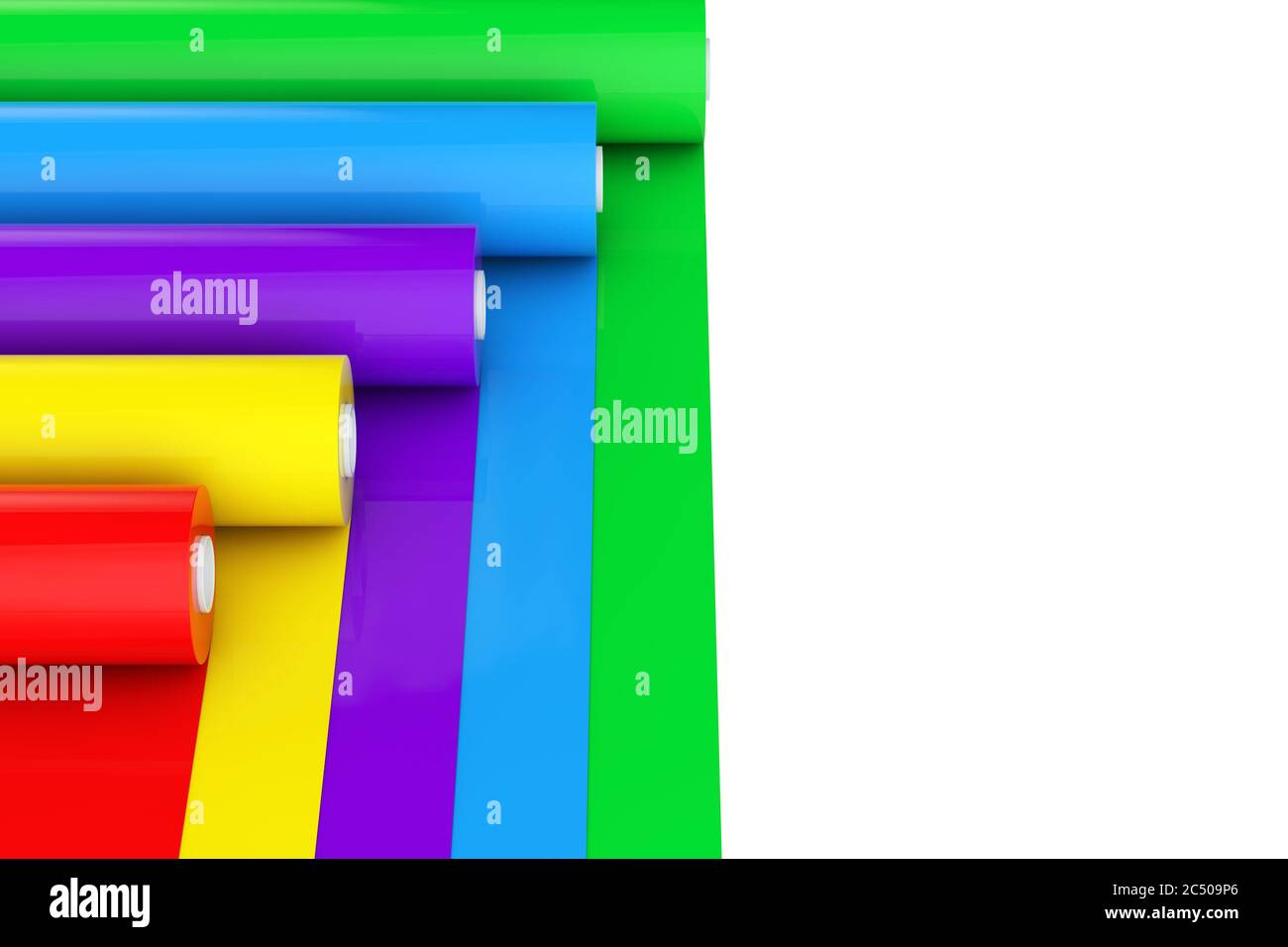 Multicolor PVC Polythene Plastic Tape Rolls or Foil on a white