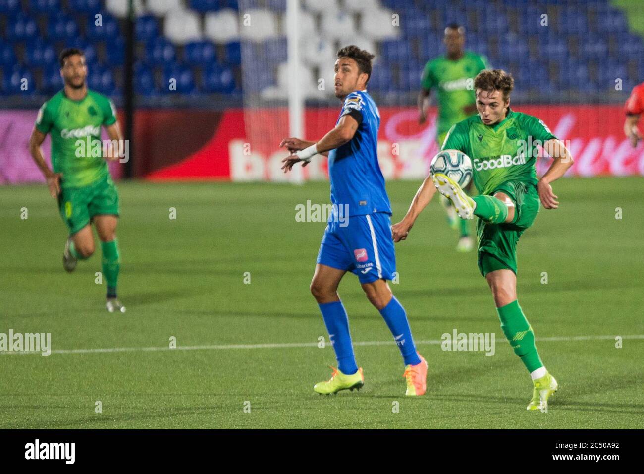 Getafe, Spain. 29th June, 2020. JAIME MATA AND JON PACHECO DURING MATCH GETAFE CLUB DE FUTBOL VERSUS REAL SOCIEDADD AT ALFONSO PEREZ COLISEUM. MONDAY, 29 JUNE 2020 Credit: CORDON PRESS/Alamy Live News Stock Photo