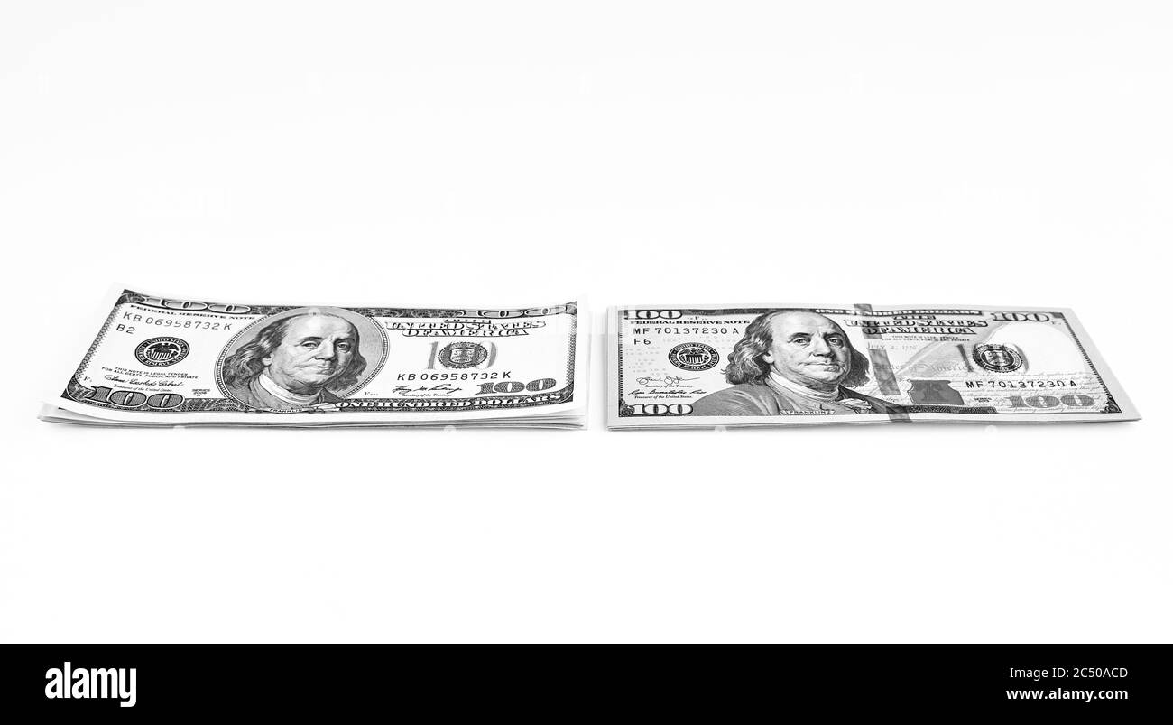 Background of 100 dollar banknotes Black and White Stock Photos ...