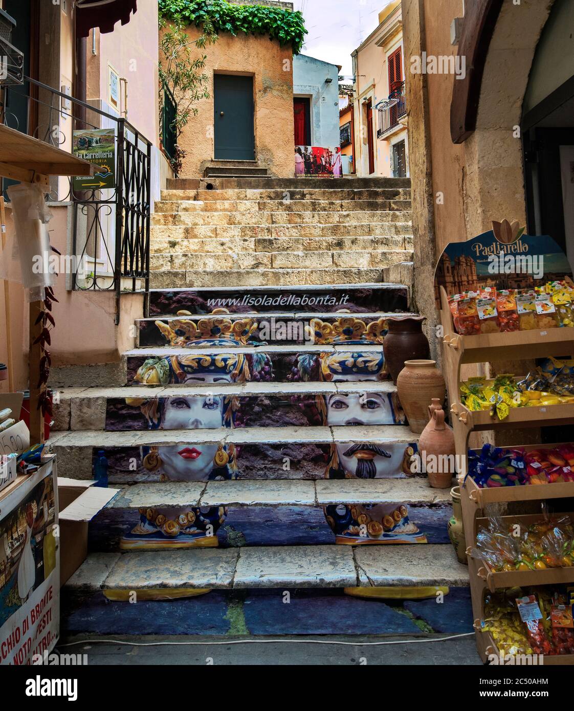 Noto Old Town Colorful Staircase Street Art Noto Sicily Italy Stock Photo Alamy