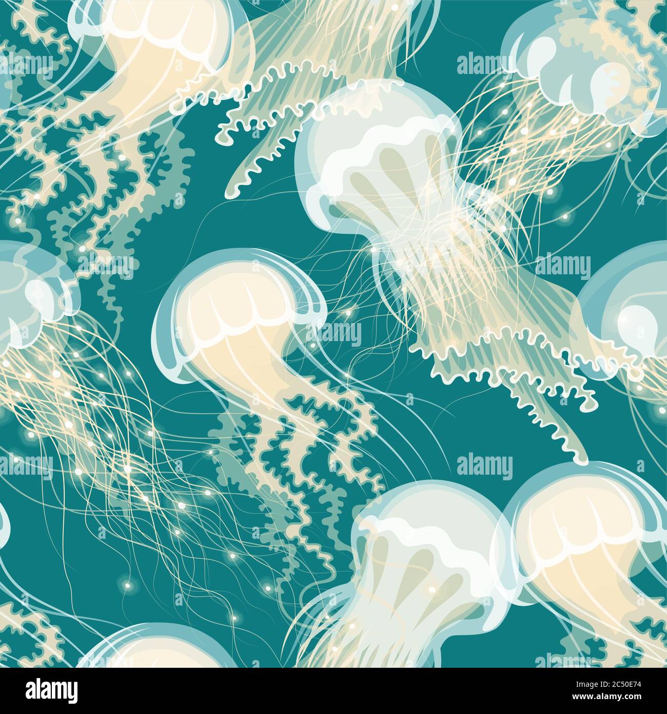 Seamless glowing jellyfish Stock Vector Image & Art Alamy