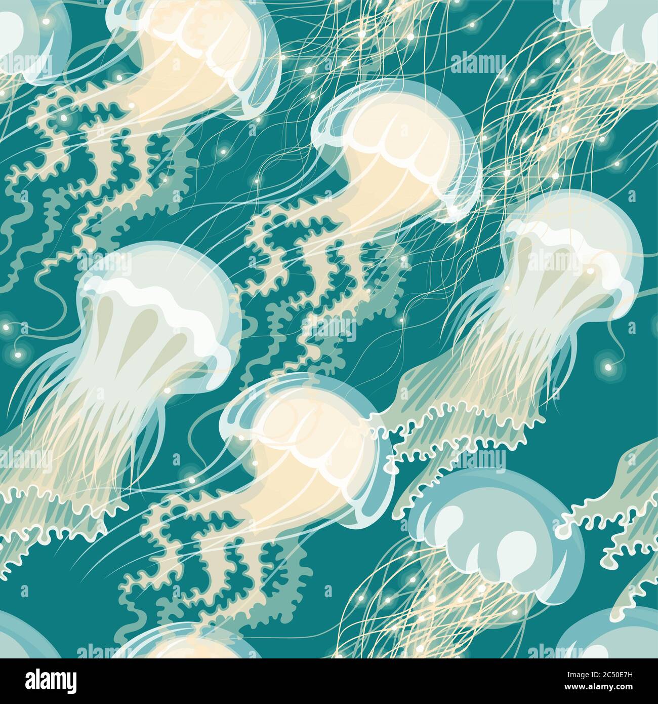 Seamless glowing jellyfish Stock Vector