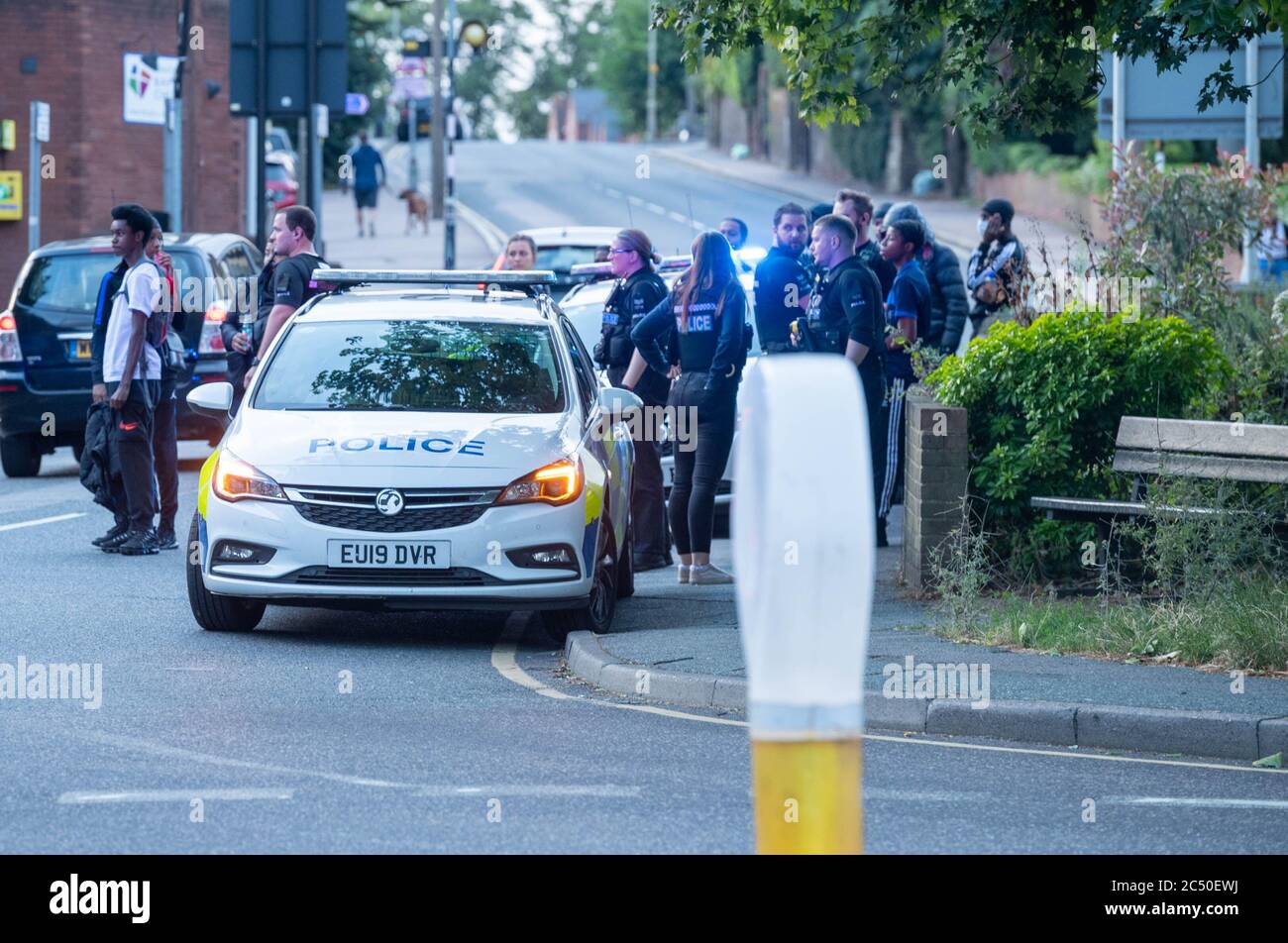 Brentwood Essex 29th June 2020 Essex Police were mobilised to manage large groups of youths who had turned up in the town for a social media advertised rave that did not take place. A cat and mouse game took place between youths and the police Credit: Ian Davidson/Alamy Live News Stock Photo