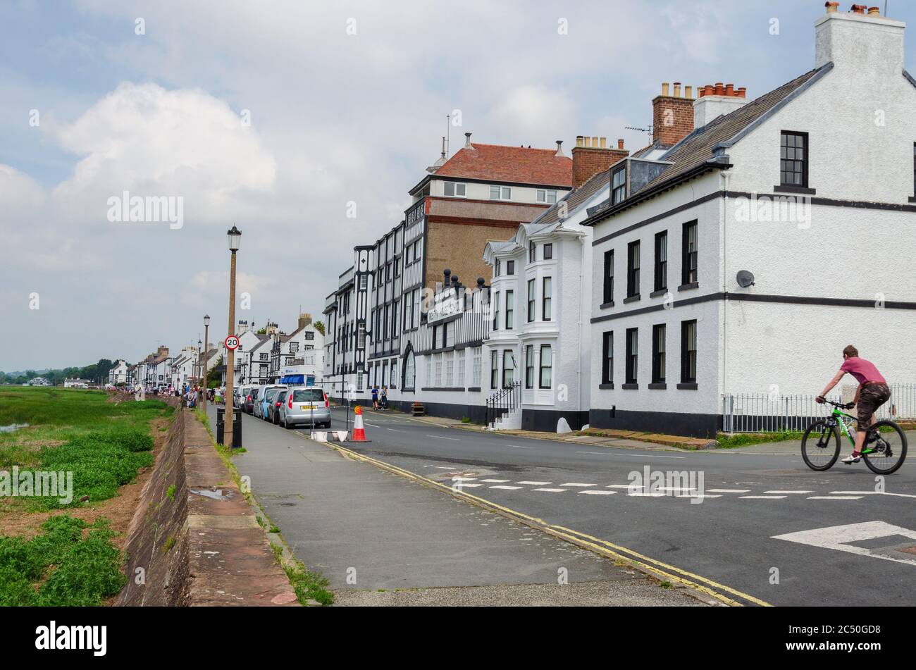 Parkgate, Wirral, UK: Jun 17, 2020: A general street scene view of Parkgate which is beside the River Dee estuary in Cheshire. Stock Photo