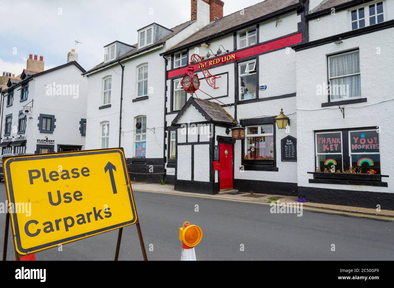 Parkgate, Wirral, UK Jun 17, 2020 A road sign directs drivers to use