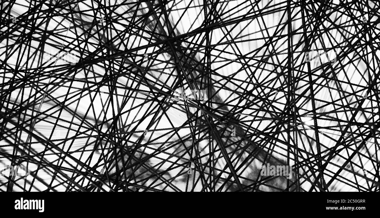 Black thread. Abstract black lines. Stock Photo