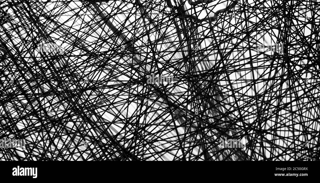 Black thread. Abstract black lines. Stock Photo