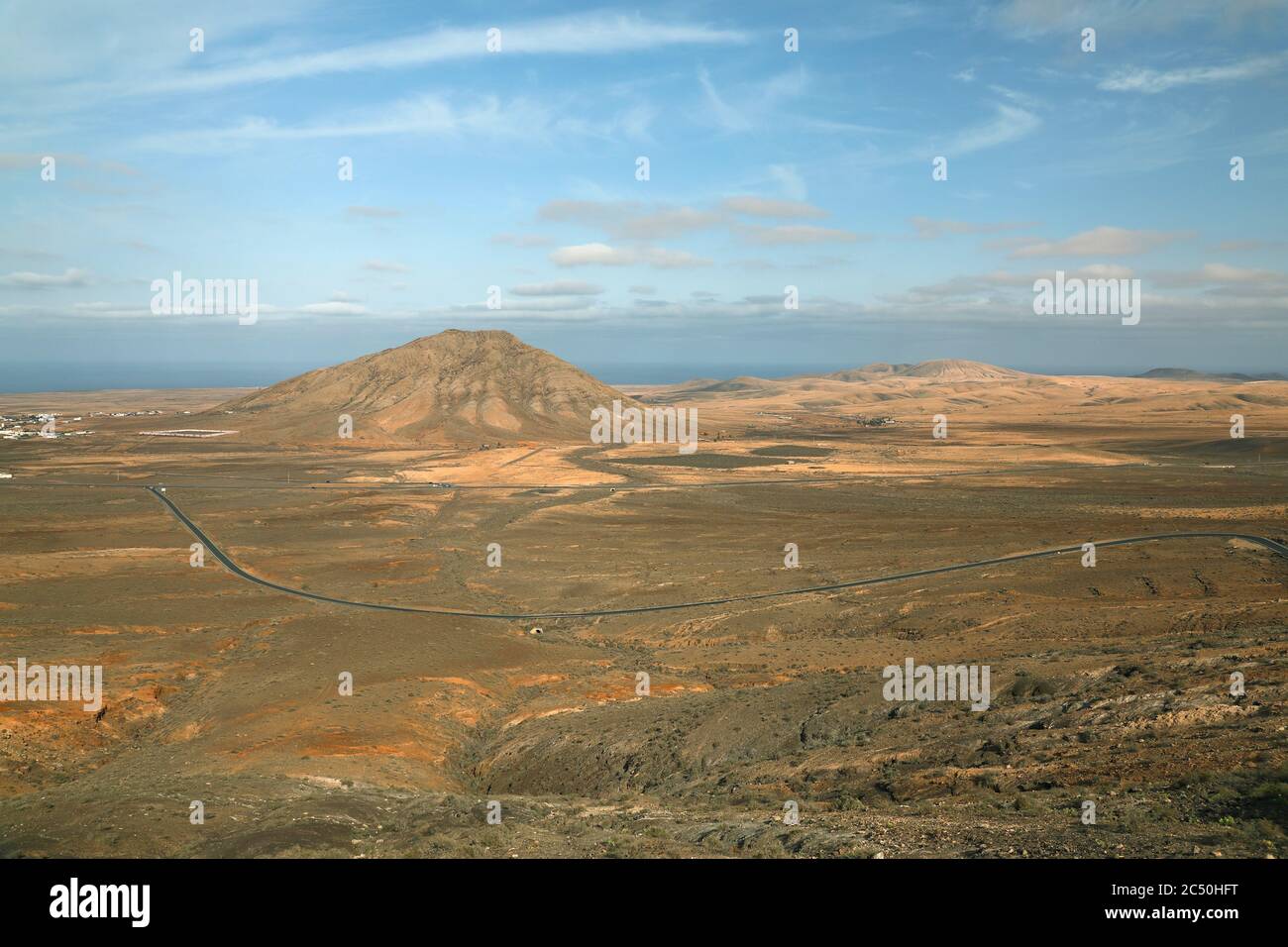 Tindaya plains with Montana Tindaya, Canary Islands, Fuerteventura Stock Photo