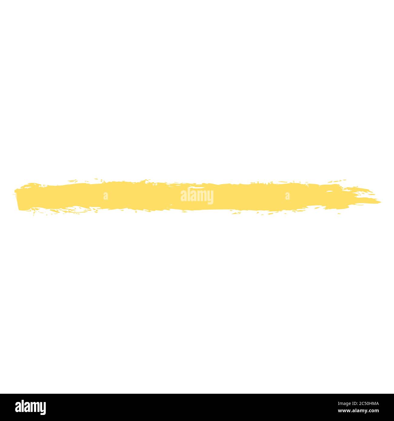 Brush stroke left a yellow paint imprint. Paintbrush texture in brushstroke form. Recolorable shape isolated from background. Vector illustration Stock Vector