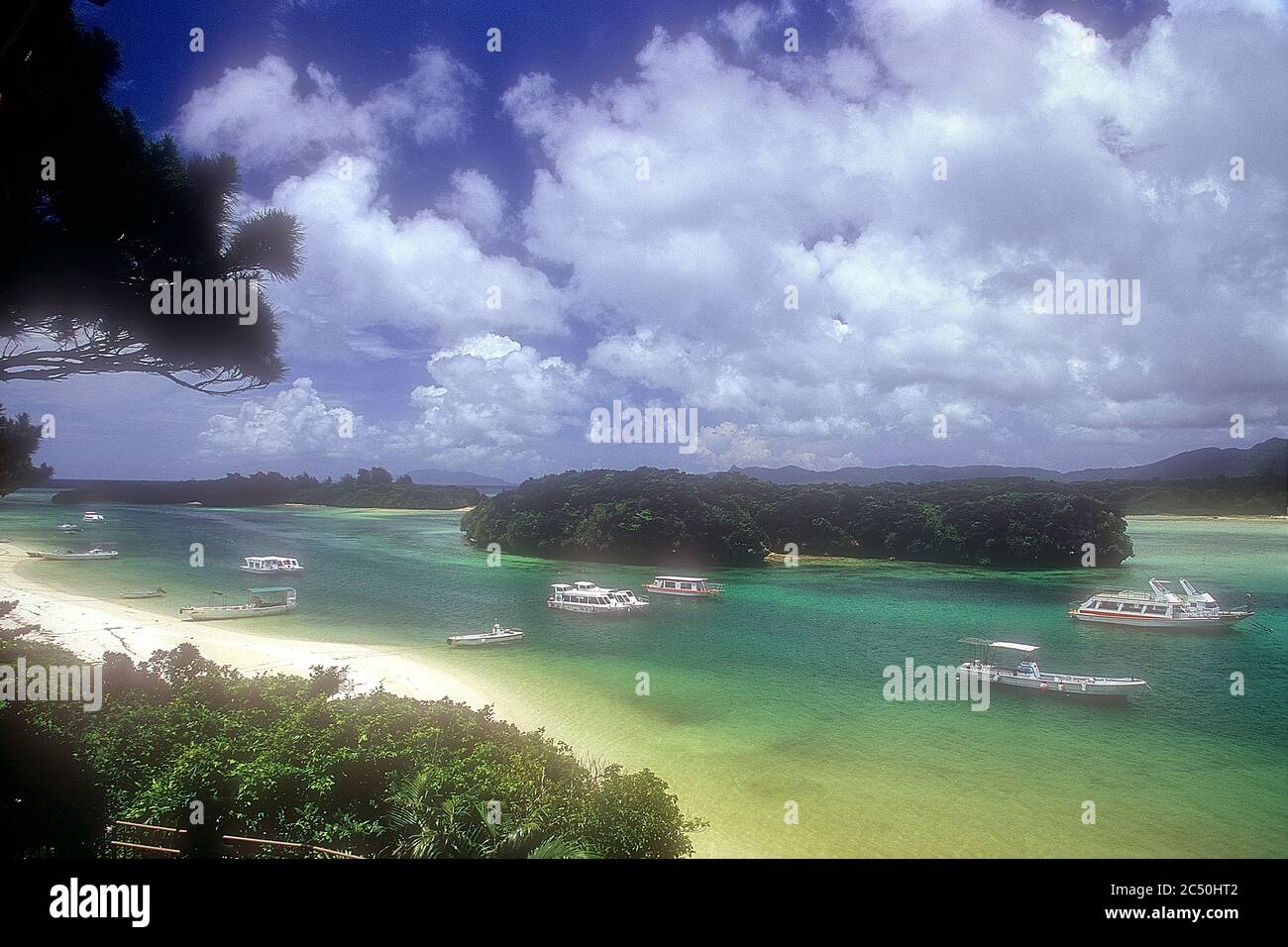 Kabira Bay, Beach, Rarelly Empty,From Observatory, On Film, Ishigaki, Yahema Islands, Okinawa, Japan Stock Photo
