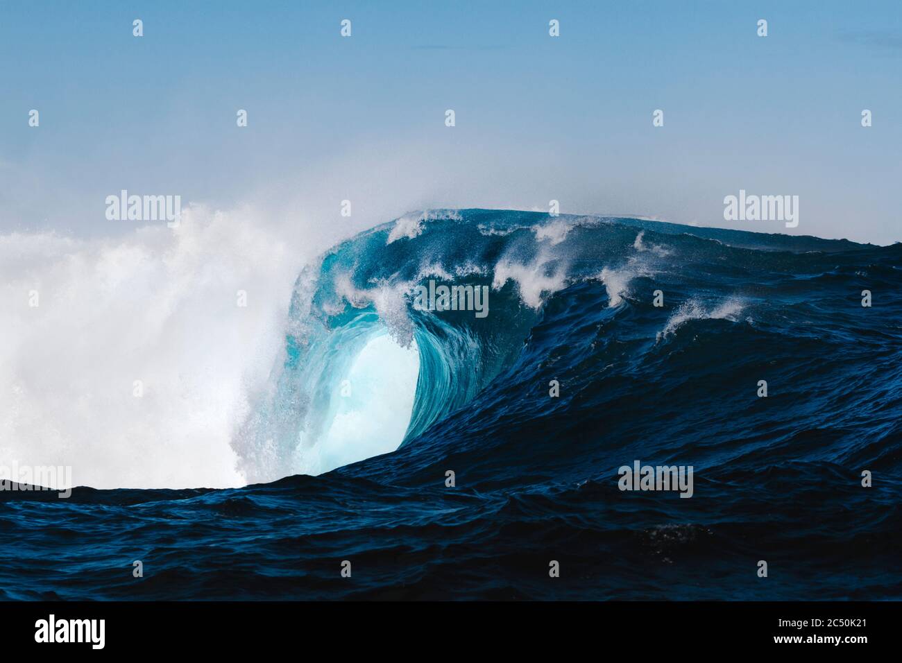 Powerful wave breaking in Atlantic Ocean Stock Photo