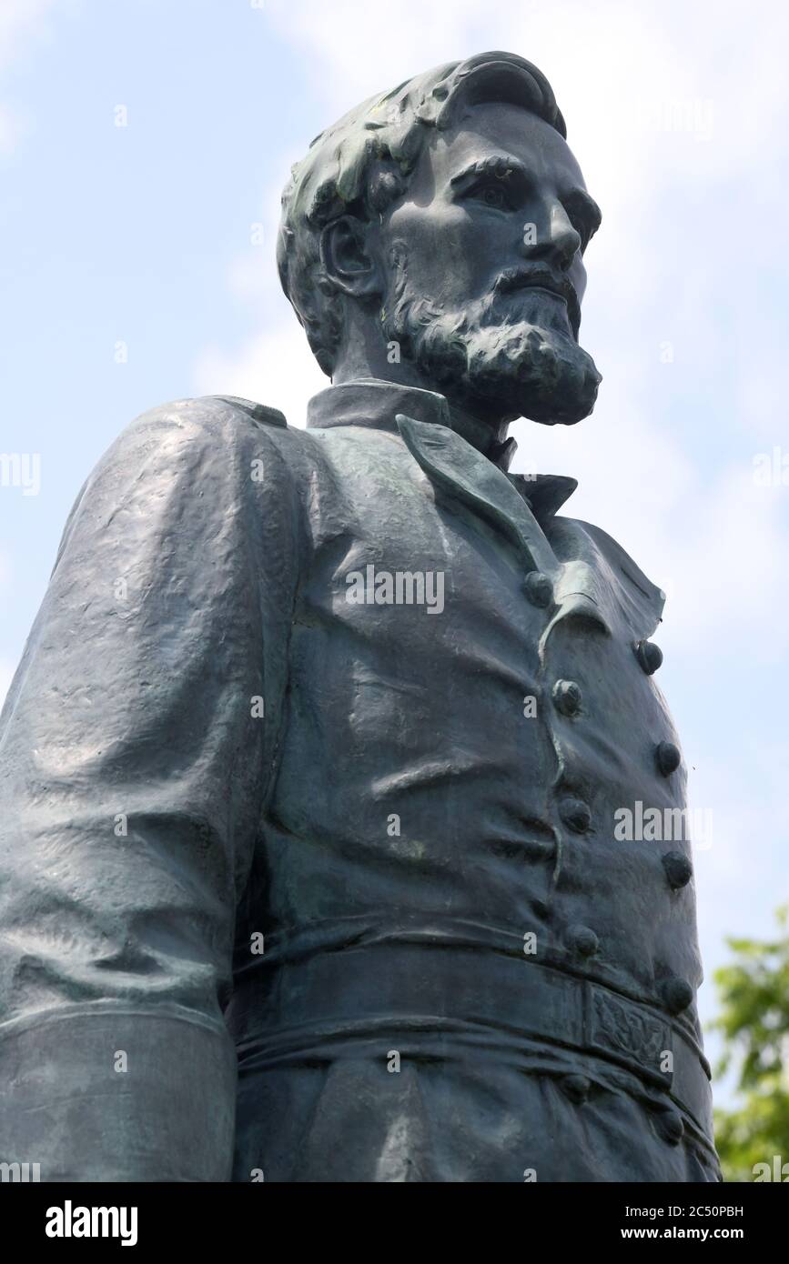 Town Of Norway, Wisconsin, USA. 29th June, 2020. A statue of Civil War