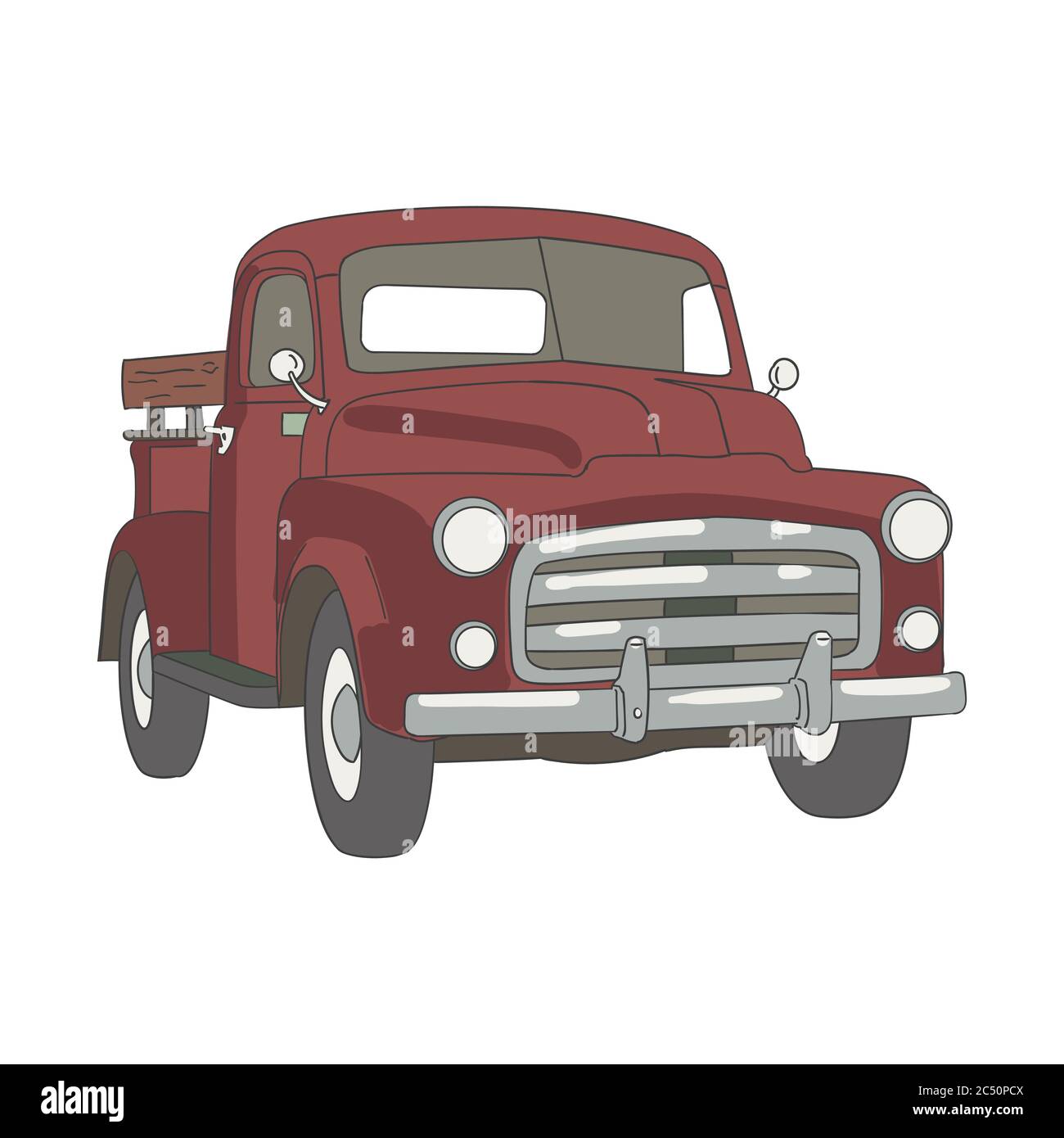 Red Classic Car vector Illustration. Clipping art good for cutting file Stock Vector