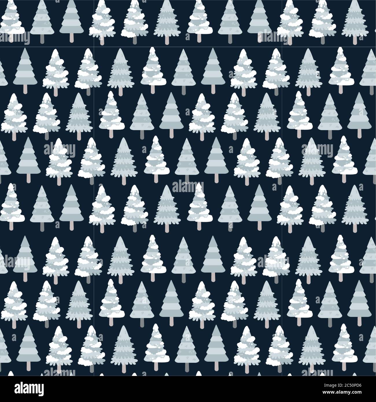 Seamless vector pattern with pine trees. Christmas wrapping paper Stock Vector