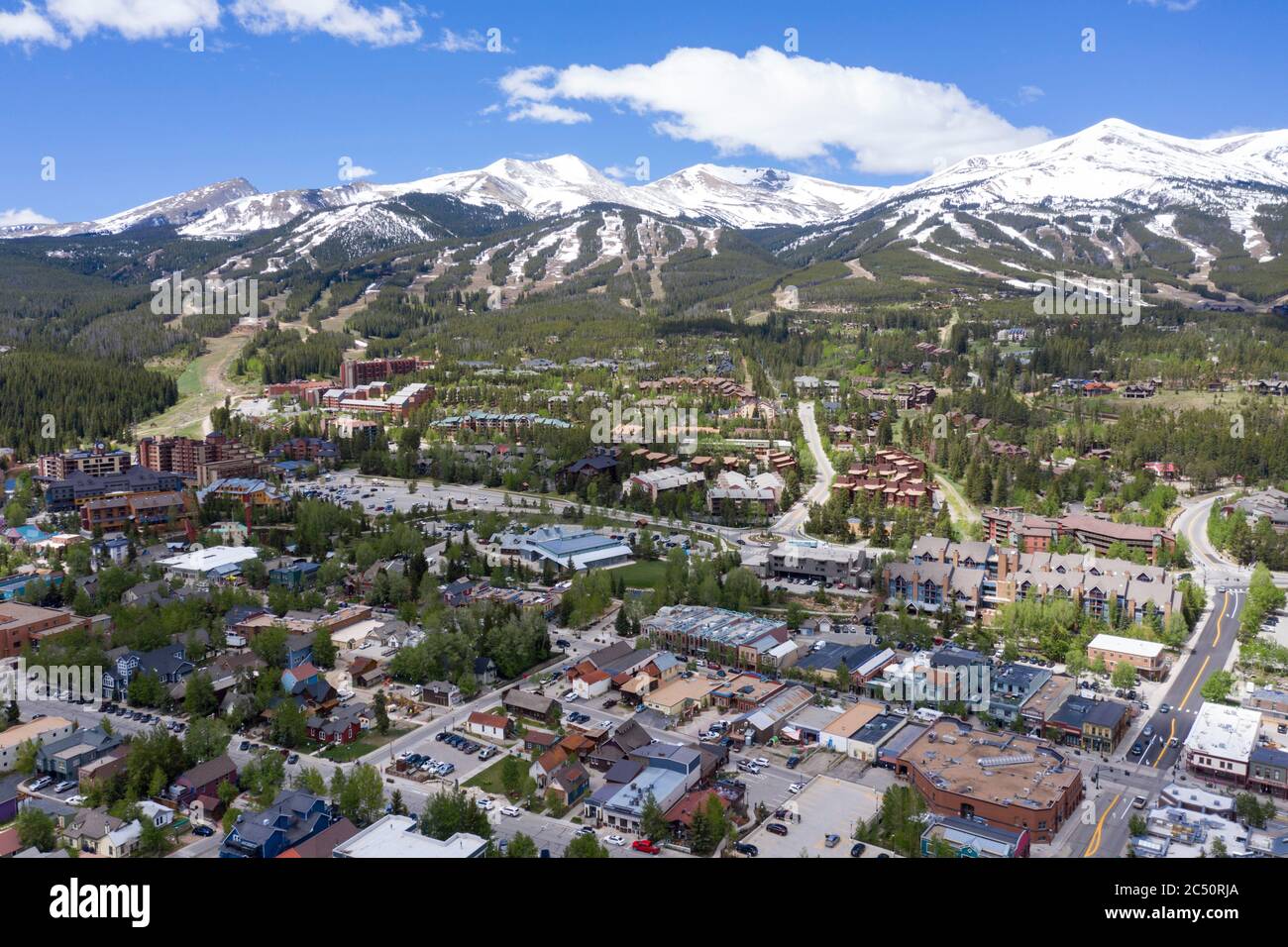 Aerial views above downtown Breckenridge, Colorado Stock Photo Alamy