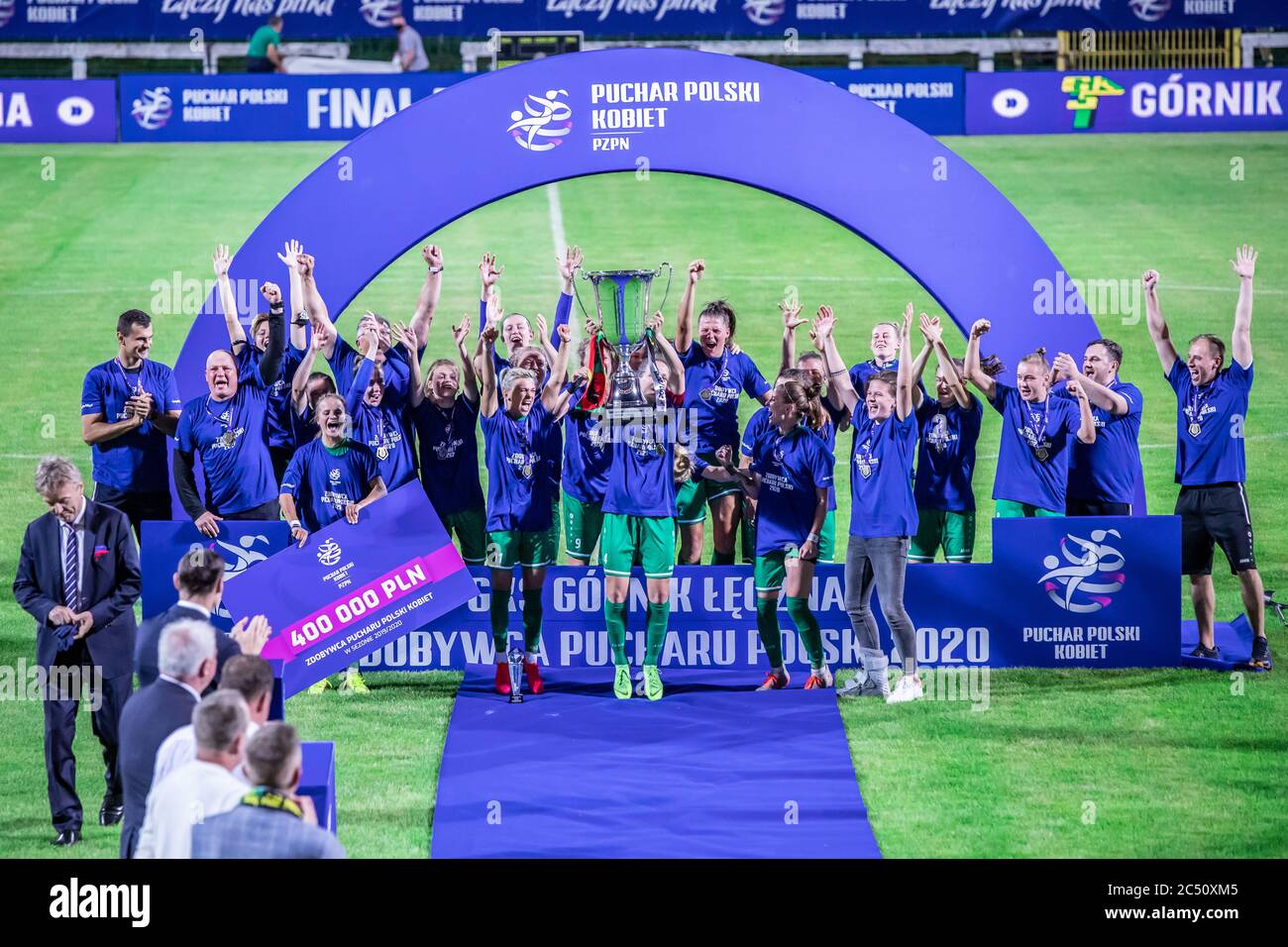Warsaw, Poland. 27th June, 2020. Team of Gornik Leczna celebrate with a