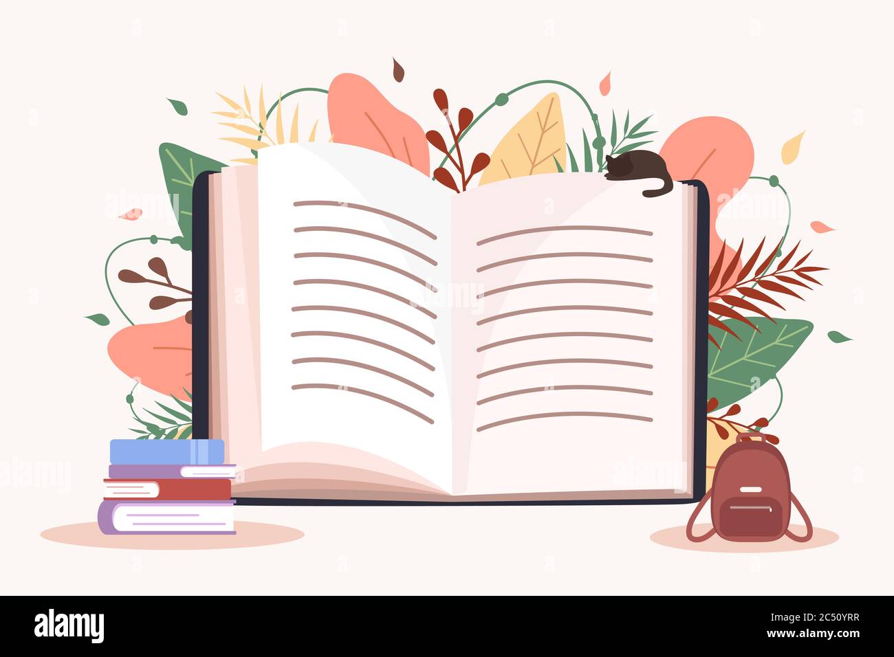 Open book. Education and reading concept. Book festival. Back to school. Modern vector illustration in flat style. Stock Vector