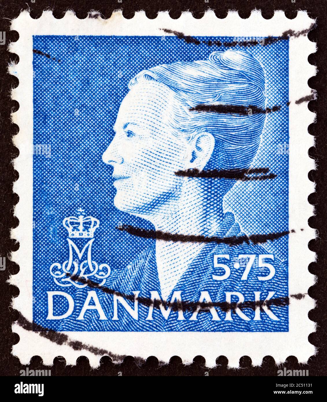 DENMARK - CIRCA 2000: A stamp printed in Denmark shows Queen Margrethe II, circa 2000. Stock Photo