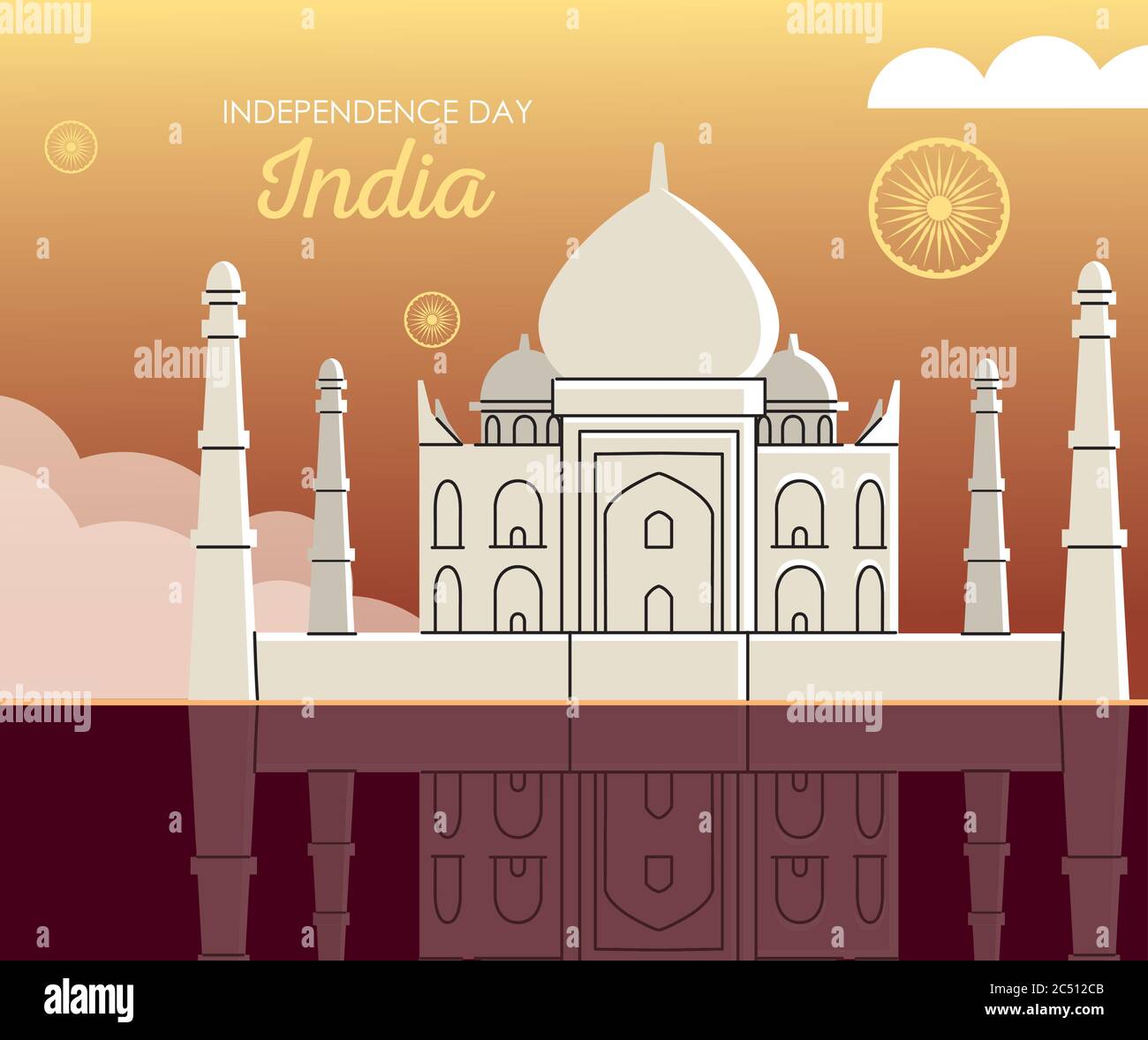 taj mahal with clouds design, india independence day and august 15th ...