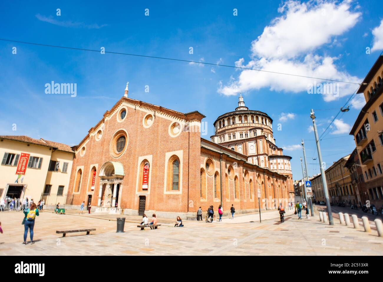 Milan. Italy - May 22, 2019: Facade of Church Santa Maria delle Grazie (Milan, Italy). The Home of 'The Last Supper'. Stock Photo