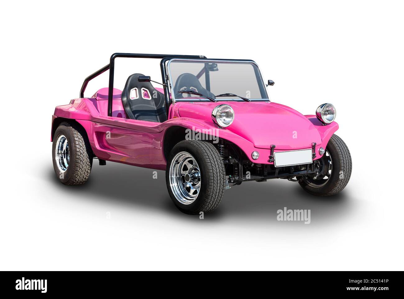 Pink Dune buggy side view isolated on white Stock Photo