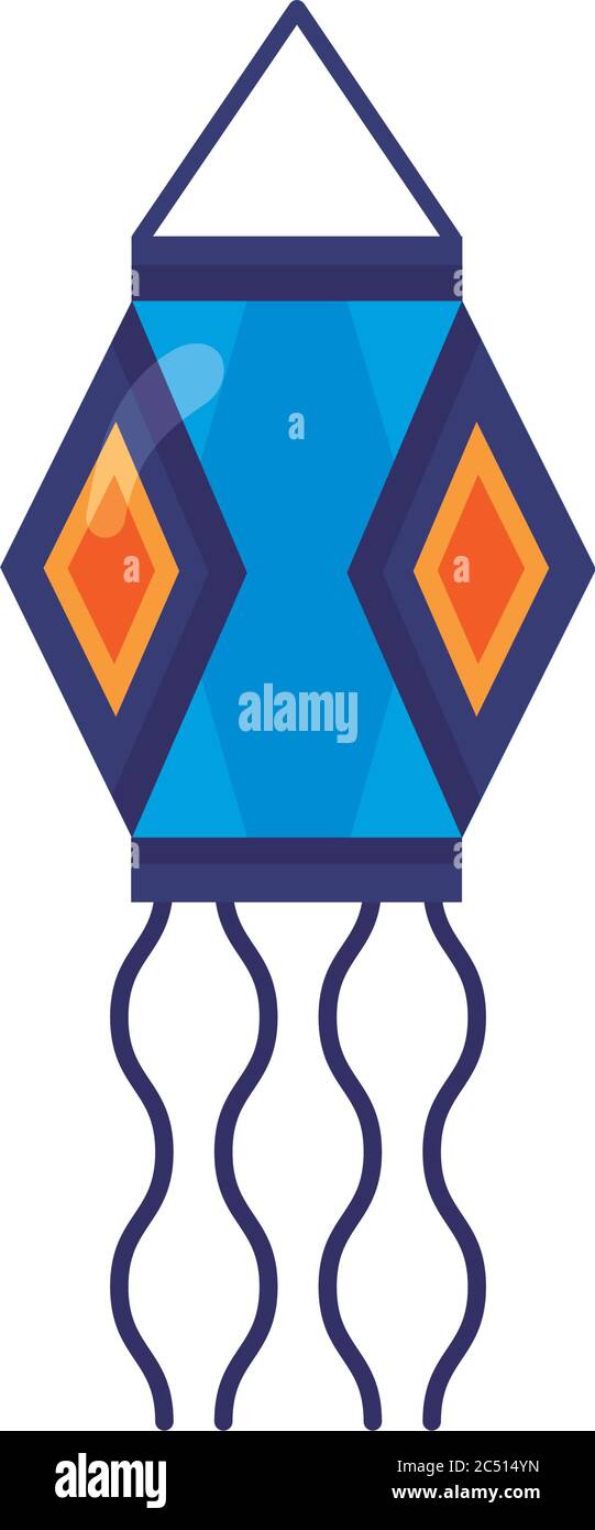 paper lamp hindu hanging flat style icon vector illustration design Stock Vector