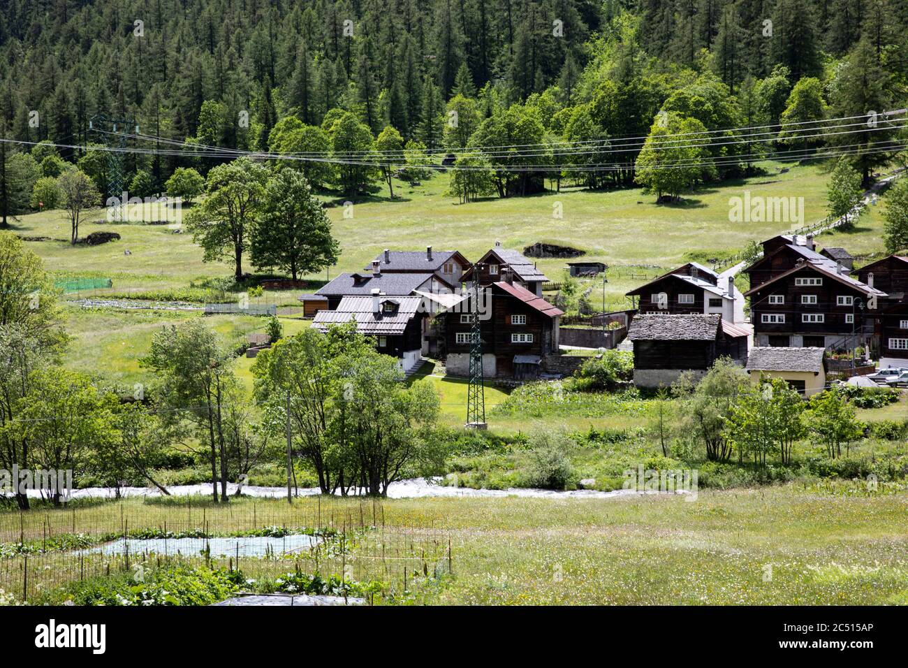 anza village, Formazza Valley, Ossola Valley, VCO, Piedmont, Italy Stock Photo