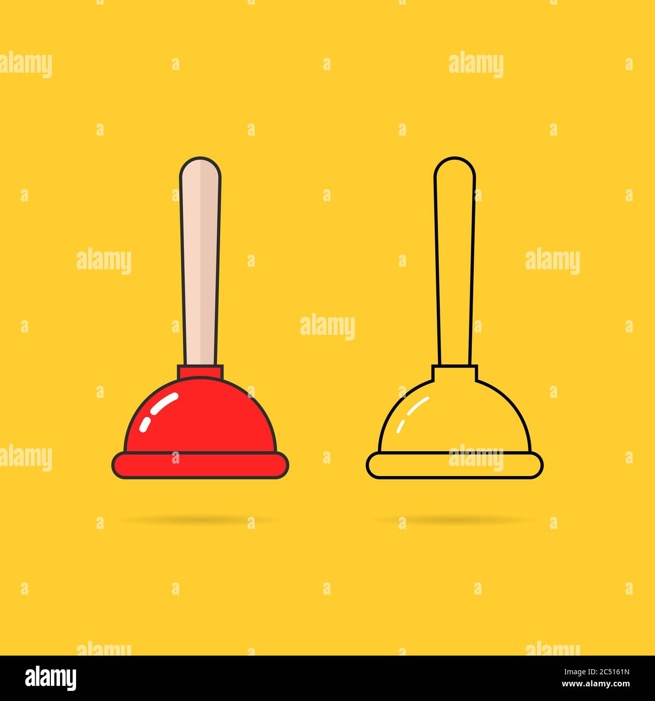 set of two thin line plunger icon Stock Vector