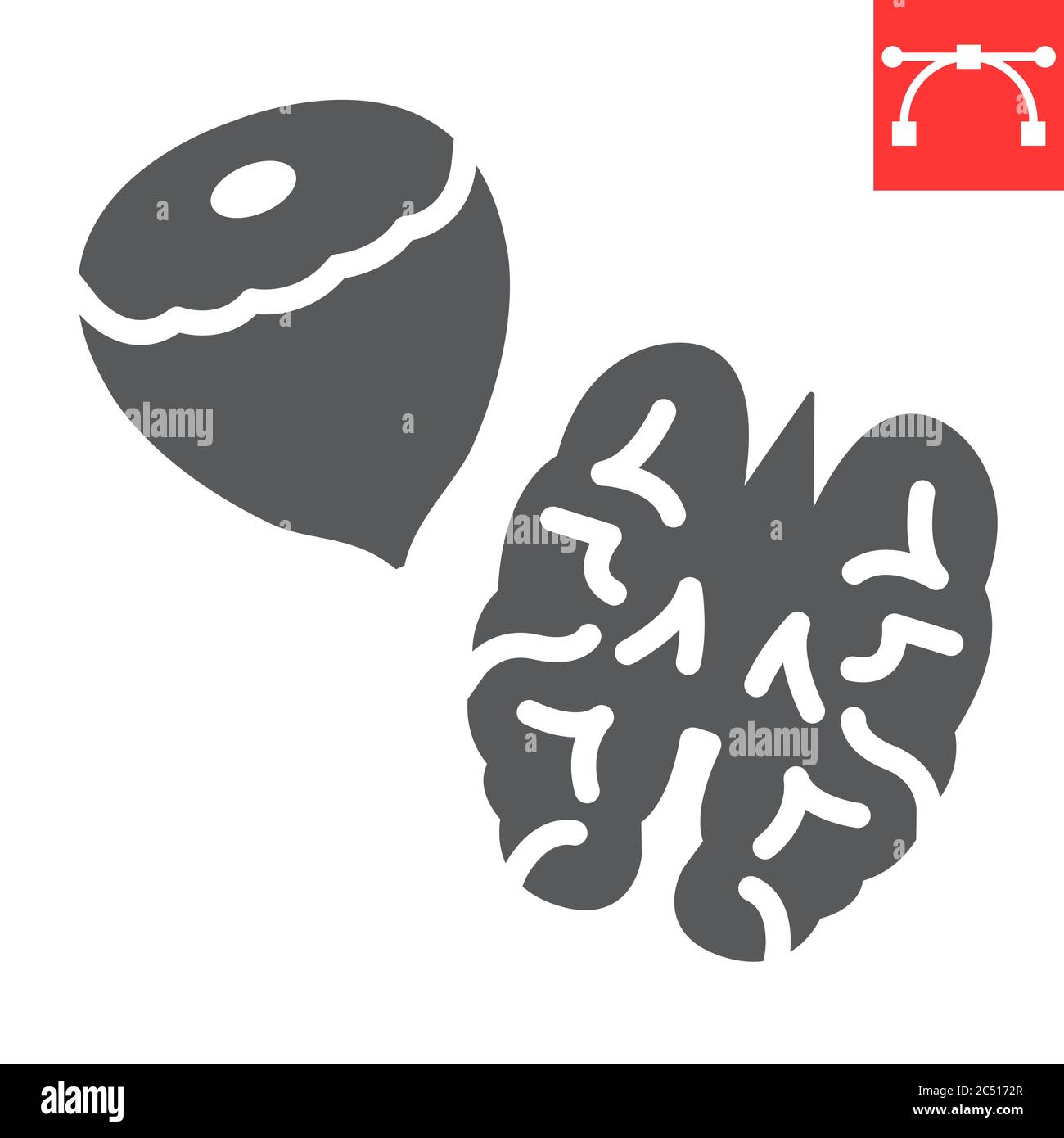 Nuts glyph icon, hazelnut and keto diet, walnut sign vector graphics, editable stroke solid icon, eps 10. Stock Vector