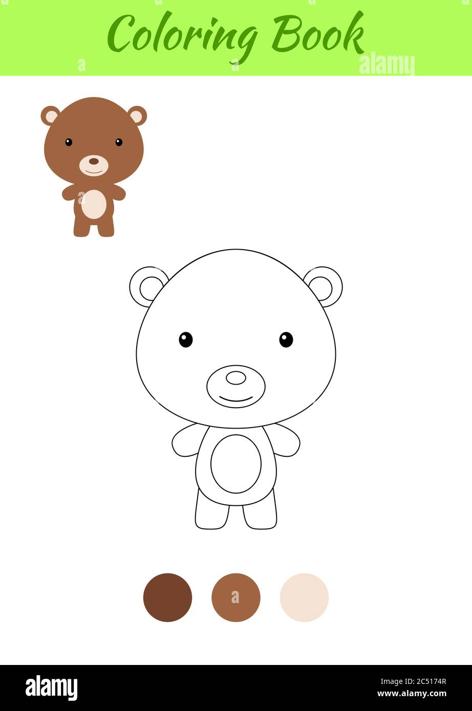Coloring Page Happy Little Baby Bear Coloring Book For Kids Educational Activity For Preschool Years Kids And Toddlers With Cute Animal Stock Vector Image Art Alamy