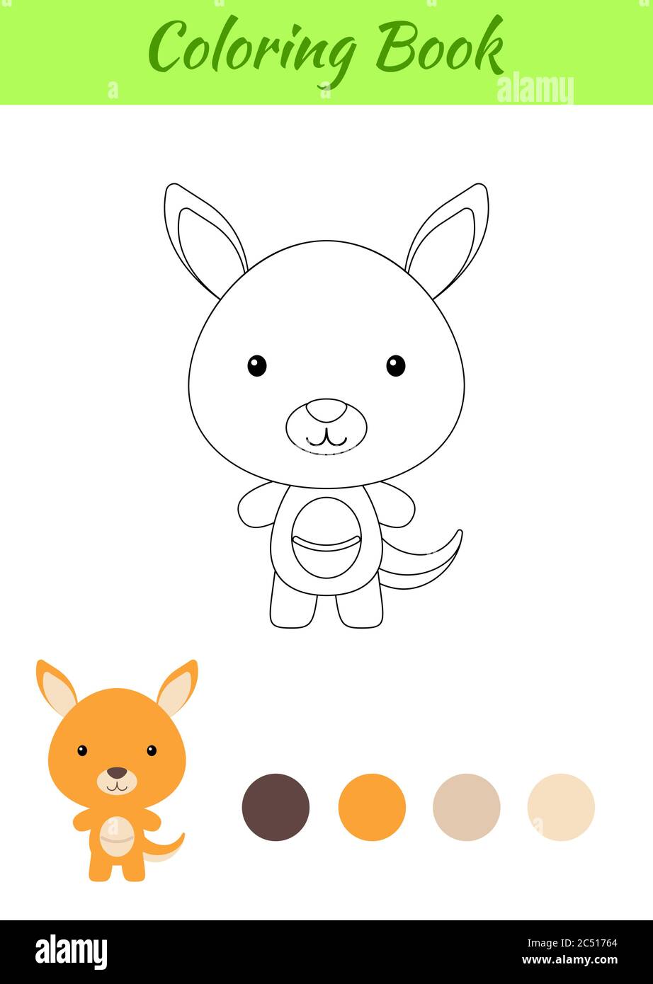 Coloring page happy little baby kangaroo. Coloring book for kids ...
