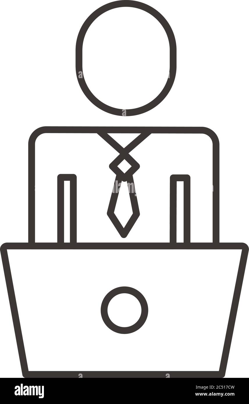 businessman figure working in laptop line style icon vector ...