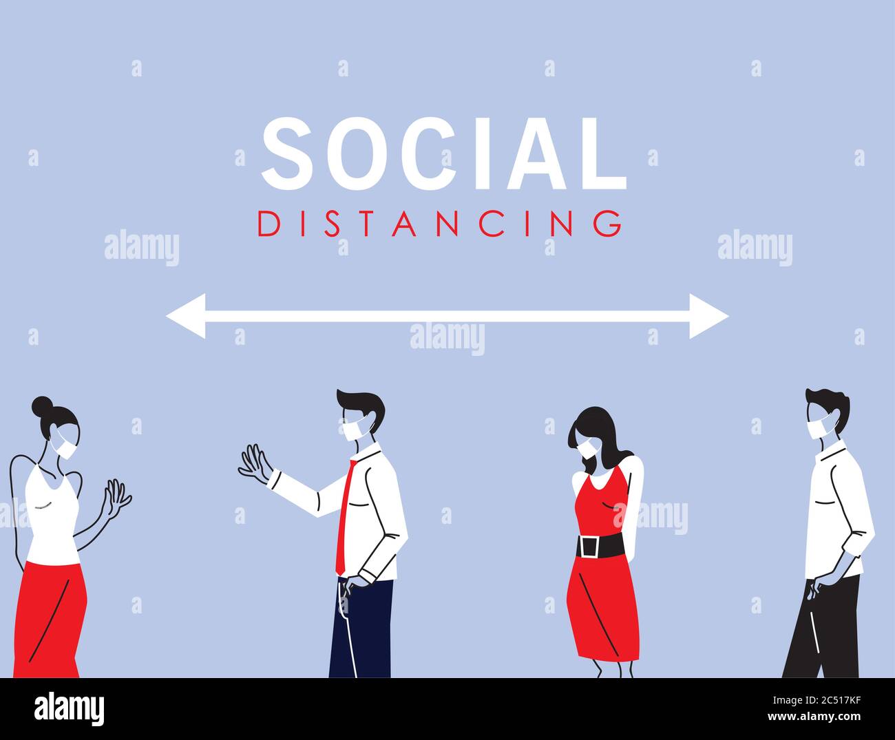 Social distancing between women and men with masks design of Covid 19 ...