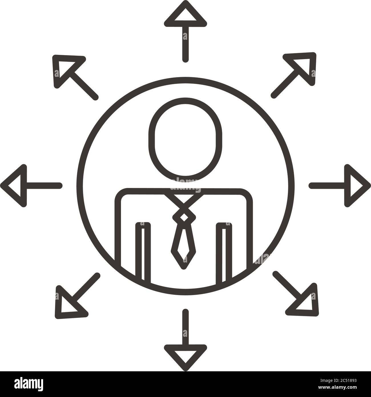 businessman figure with arrows line style icon vector illustration ...
