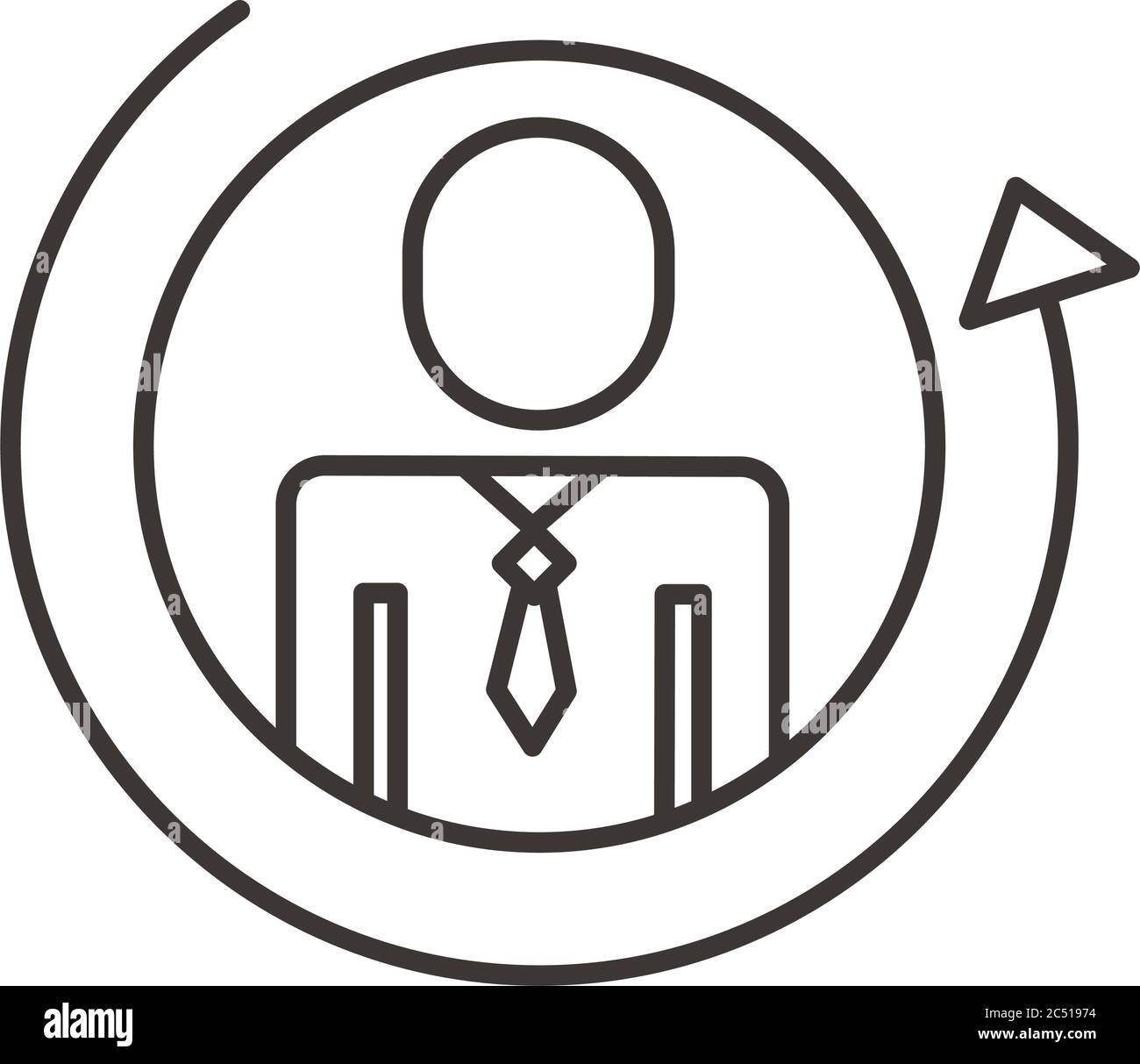 businessman figure with arrow around line style icon vector ...
