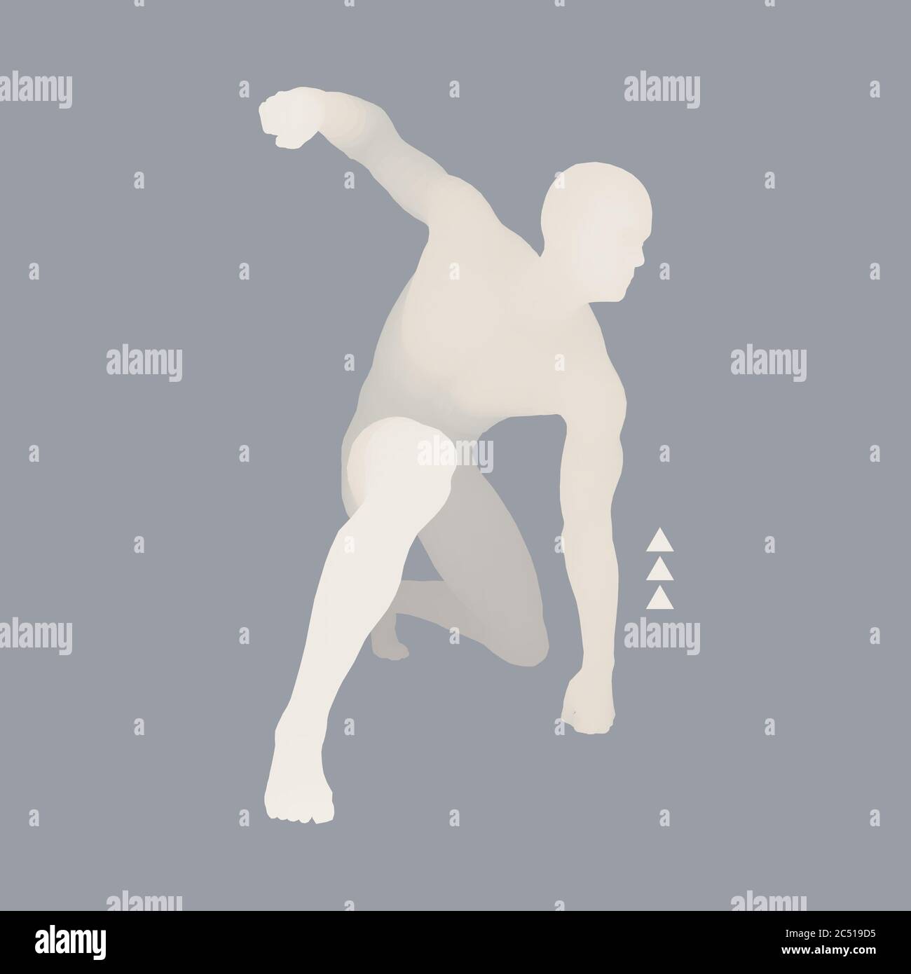 Athlete at Starting Position Ready to Start a Race. Runner Ready for Sports Exercise. Sport Symbol. 3d Vector Illustration. Stock Vector