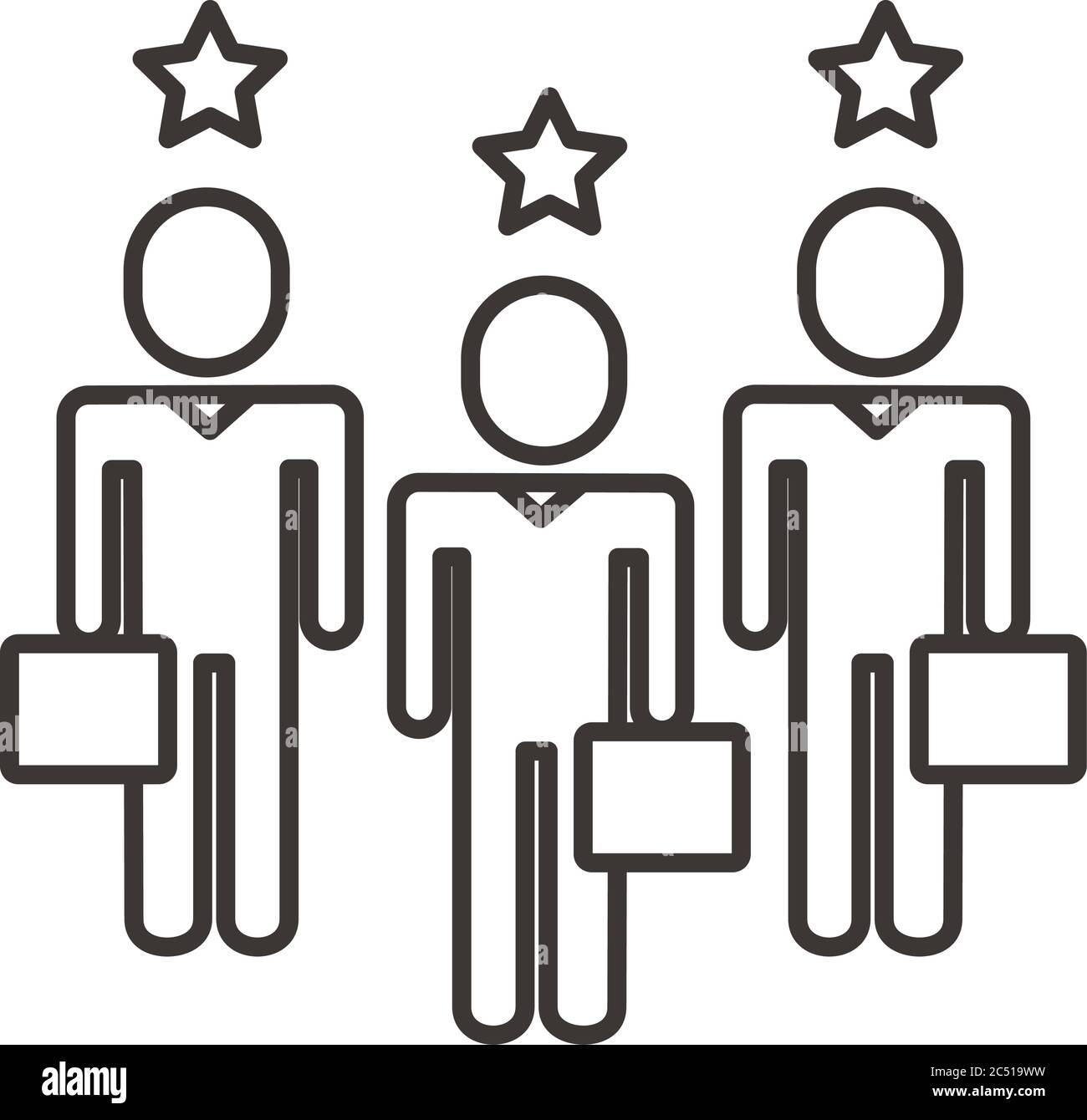 businessmen teamwork figures with stars line style icon vector ...