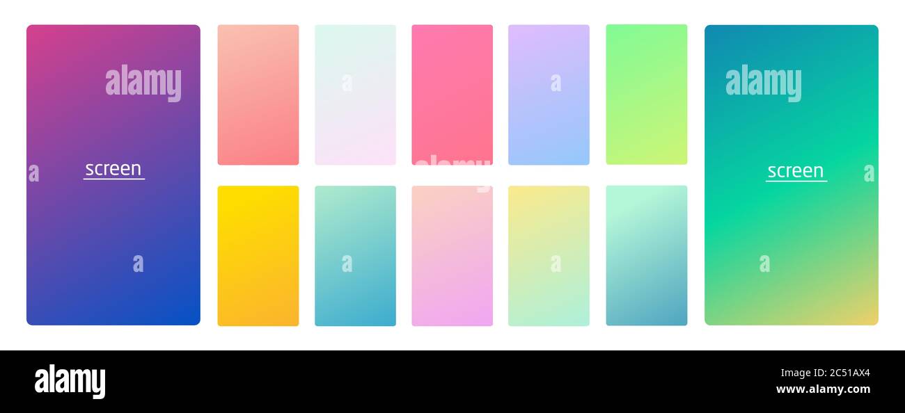 Pastel gradient smooth and vibrant soft color background set Stock ...