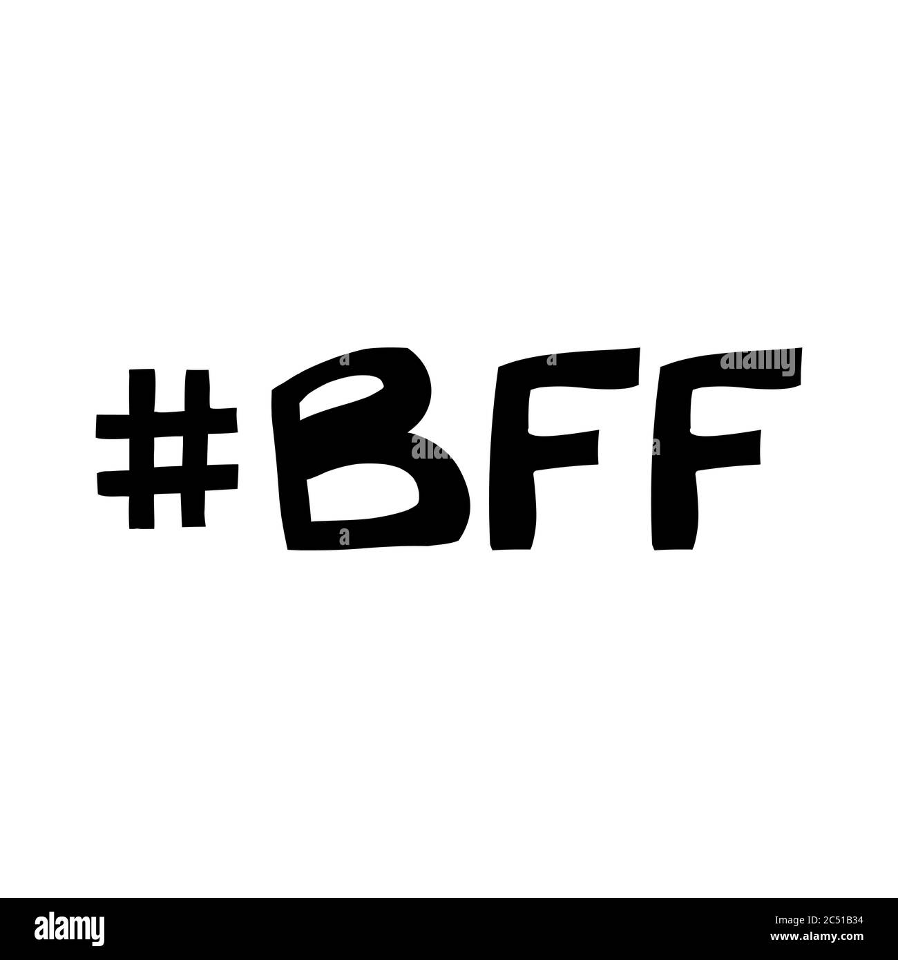 Best friend forever abbreviation. Cute hand drawn lettering in modern scandinavian style. Isolated on white background. Vector stock illustration. Stock Vector