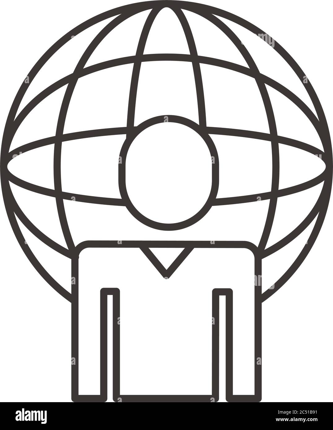 businessman figure with sphere browser line style icon vector ...