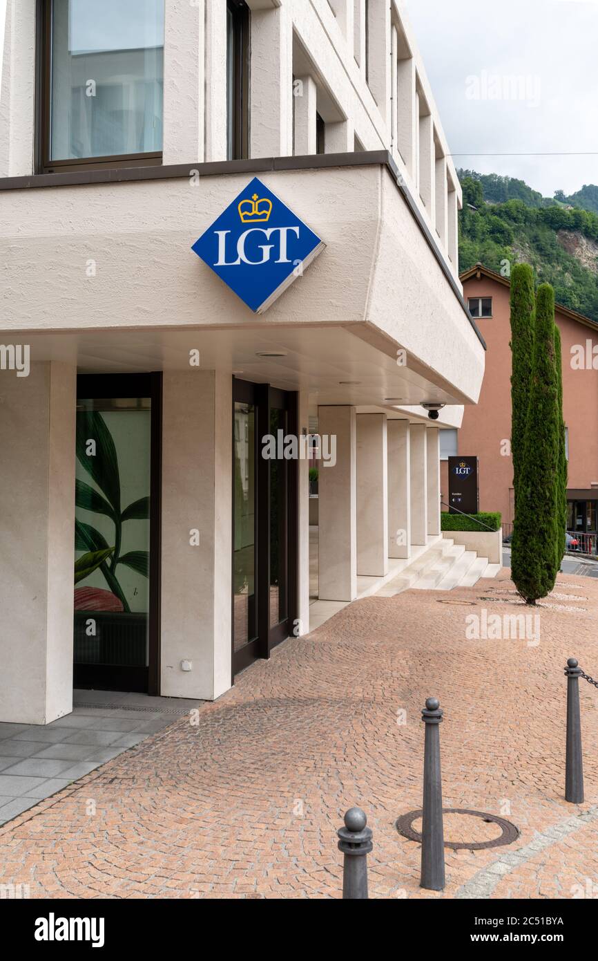 Vaduz, FL / Liechtenstein - 16 June 2020: view of the LGT Bank headquarters in Vaduz in Liechtenstein Stock Photo