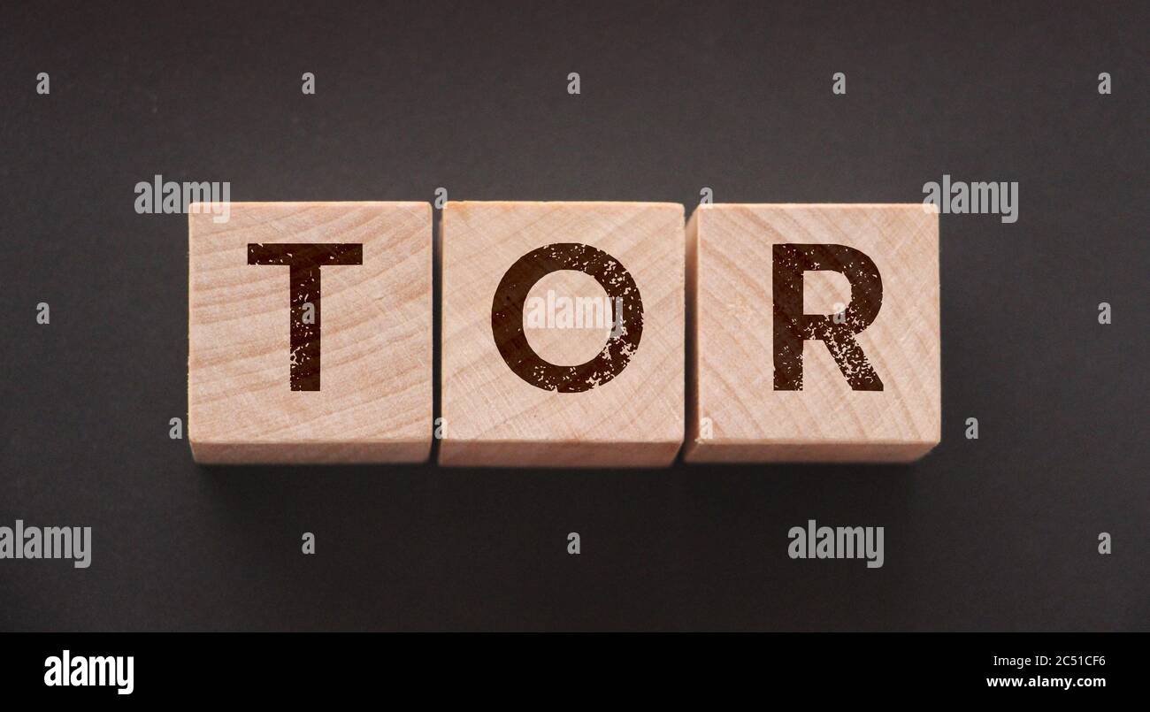 Tor anonymous by letters on a woden blocks on black. Business concept Stock Photo
