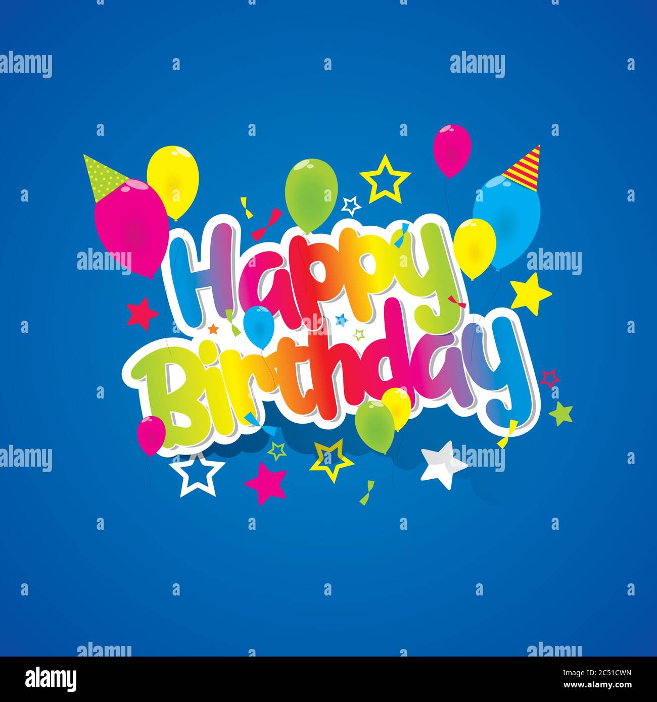 Happy birthday greeting card with rainbow text vector illustration ...