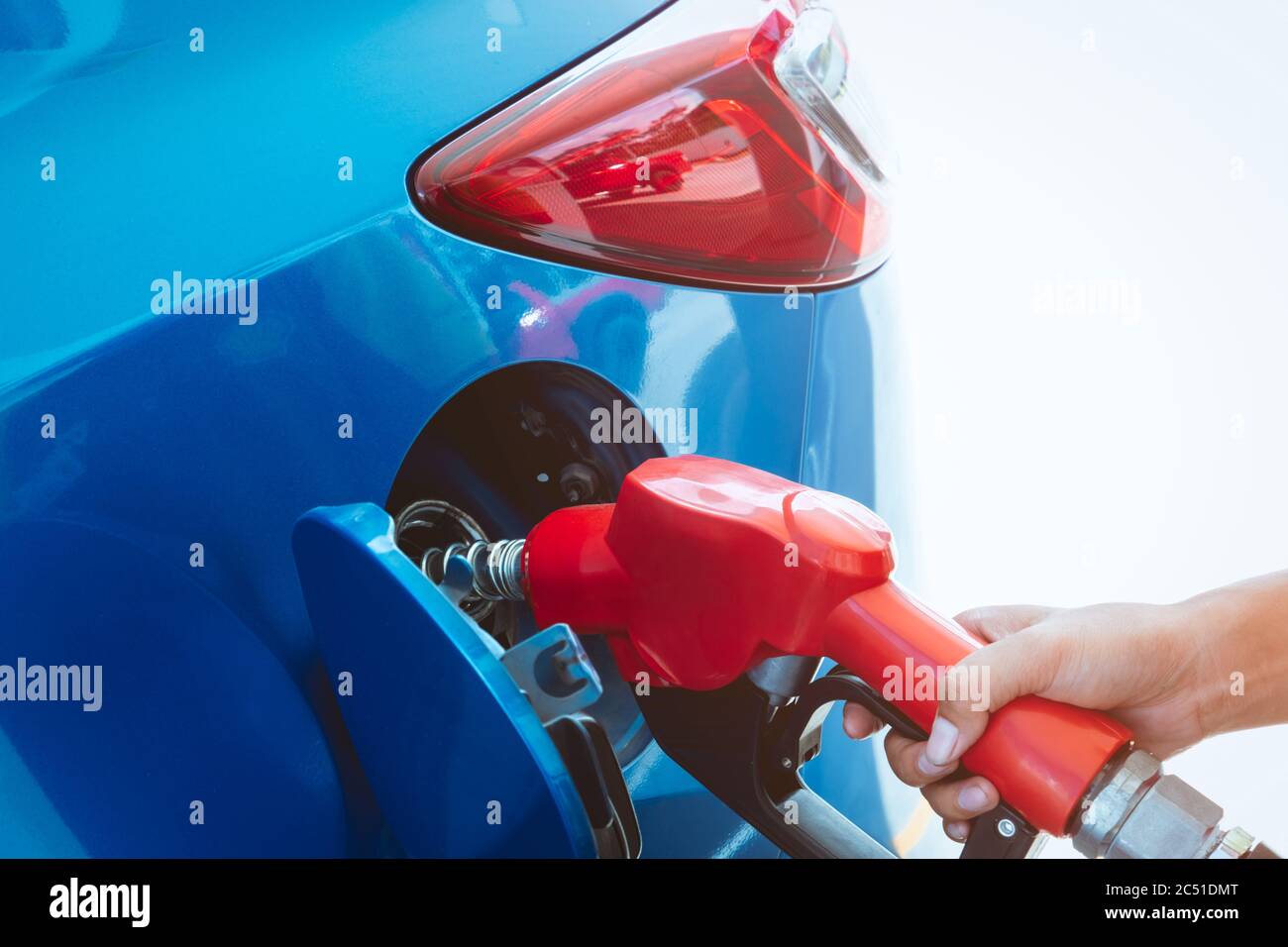 Car fueling at gas station. Refuel fill up with petrol gasoline. Petrol