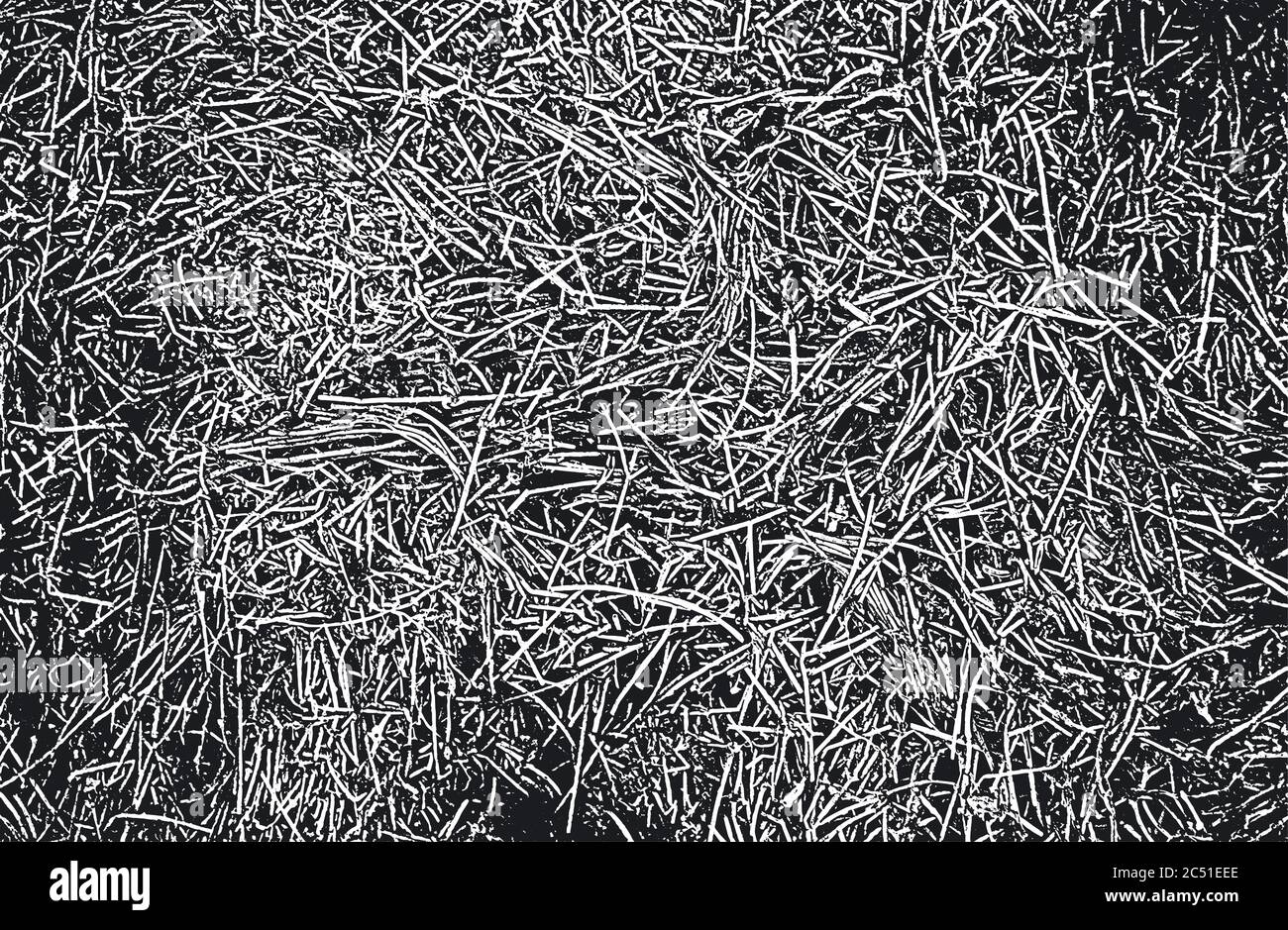 Distressed texture of old dry grass stems in a grid. Black and white