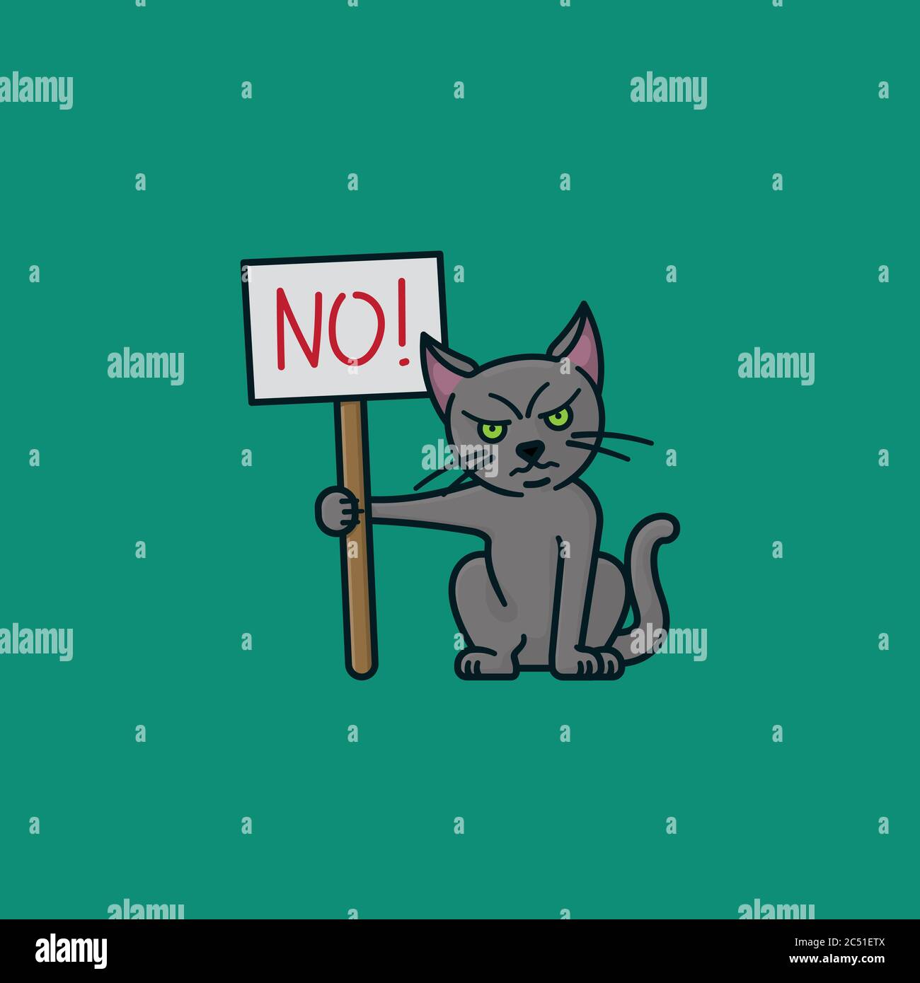 Cartoon cat character with protest sign vector illustration for Disobedience Day on July 3rd. Stock Vector