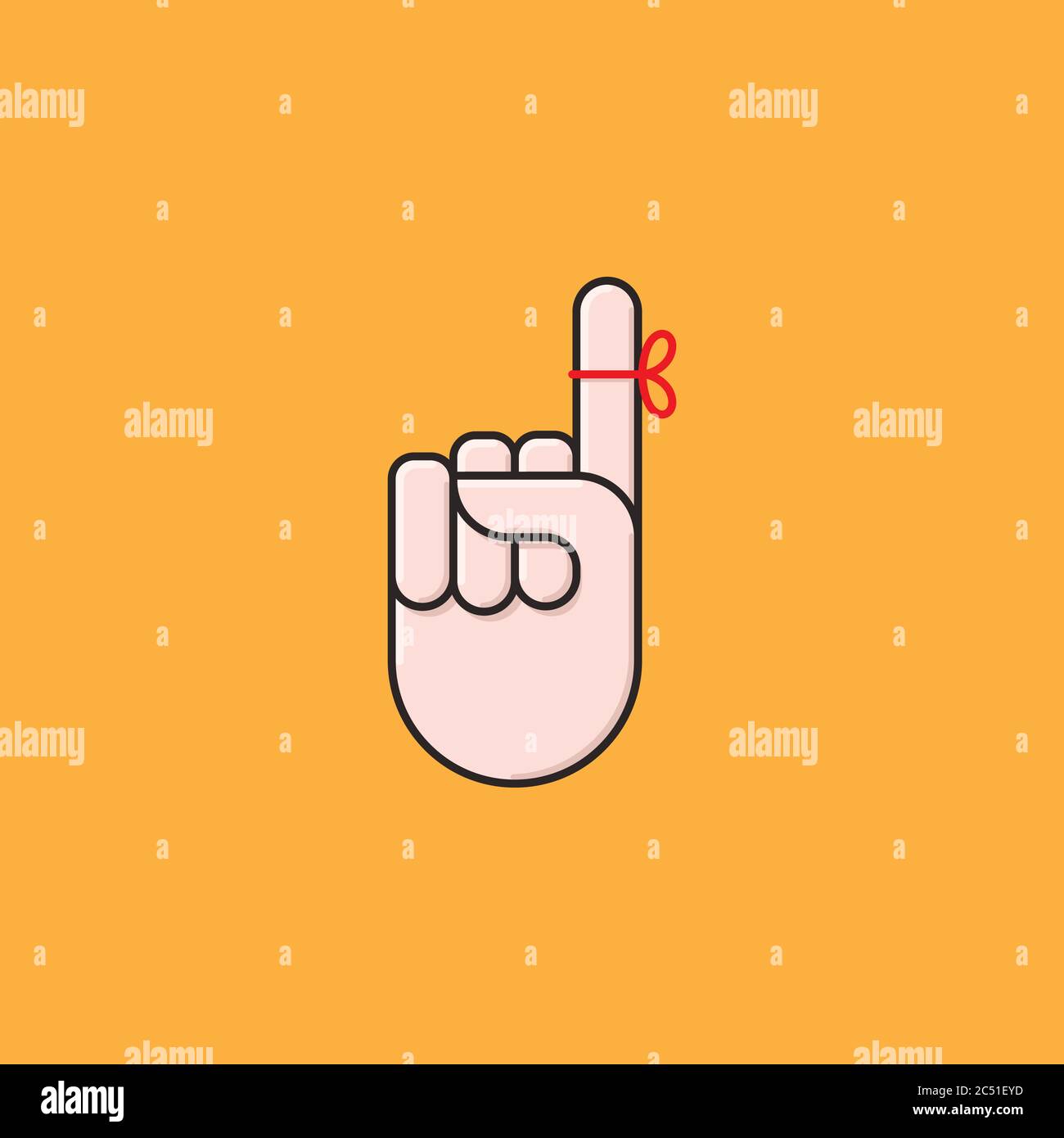 Red reminder string tied to index finger vector illustration for 'I Forgot Day' on July 2nd. Don't forget ribbon concept. Stock Vector